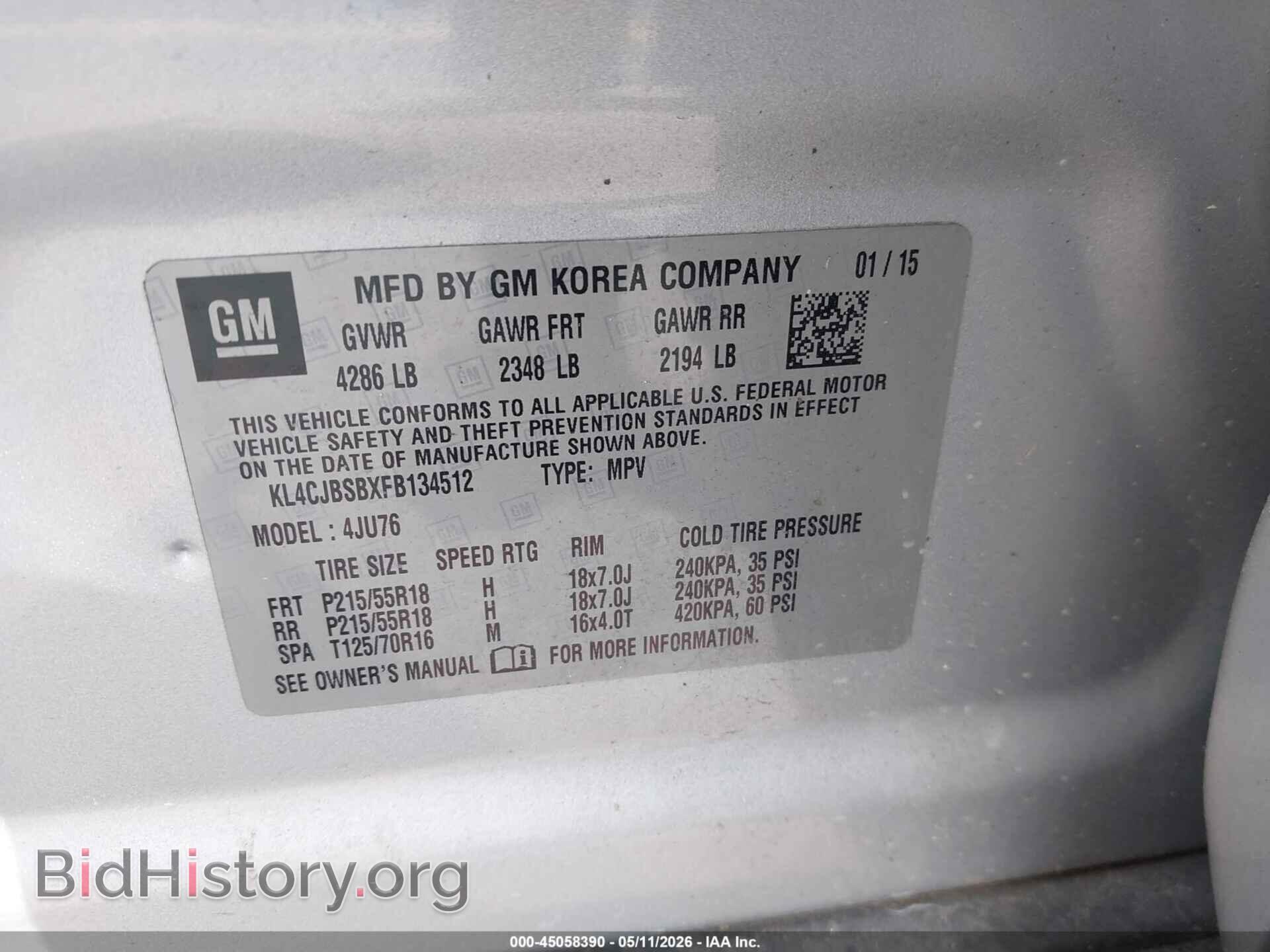 2015 BUICK ENCORE - VIN: KL4CJBSBXFB134512 - Фото 9