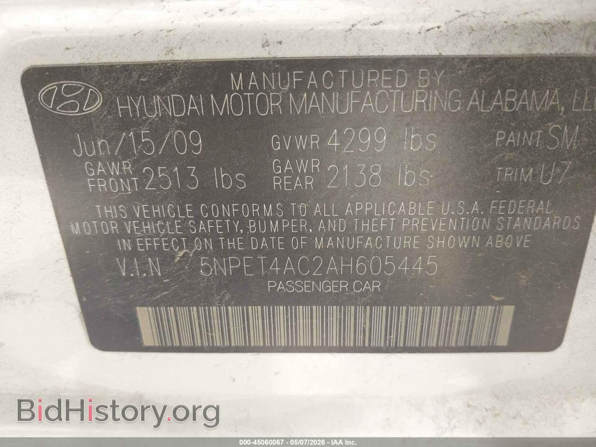 2010 HYUNDAI SONATA - VIN: 5NPET4AC2AH605445 - Фото 9