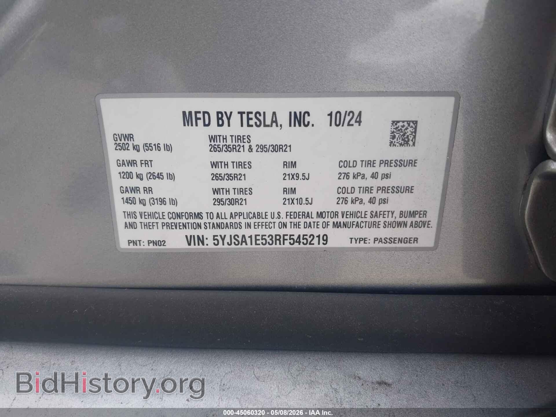 2024 TESLA MODEL S - VIN: 5YJSA1E53RF545219 - Photo 9