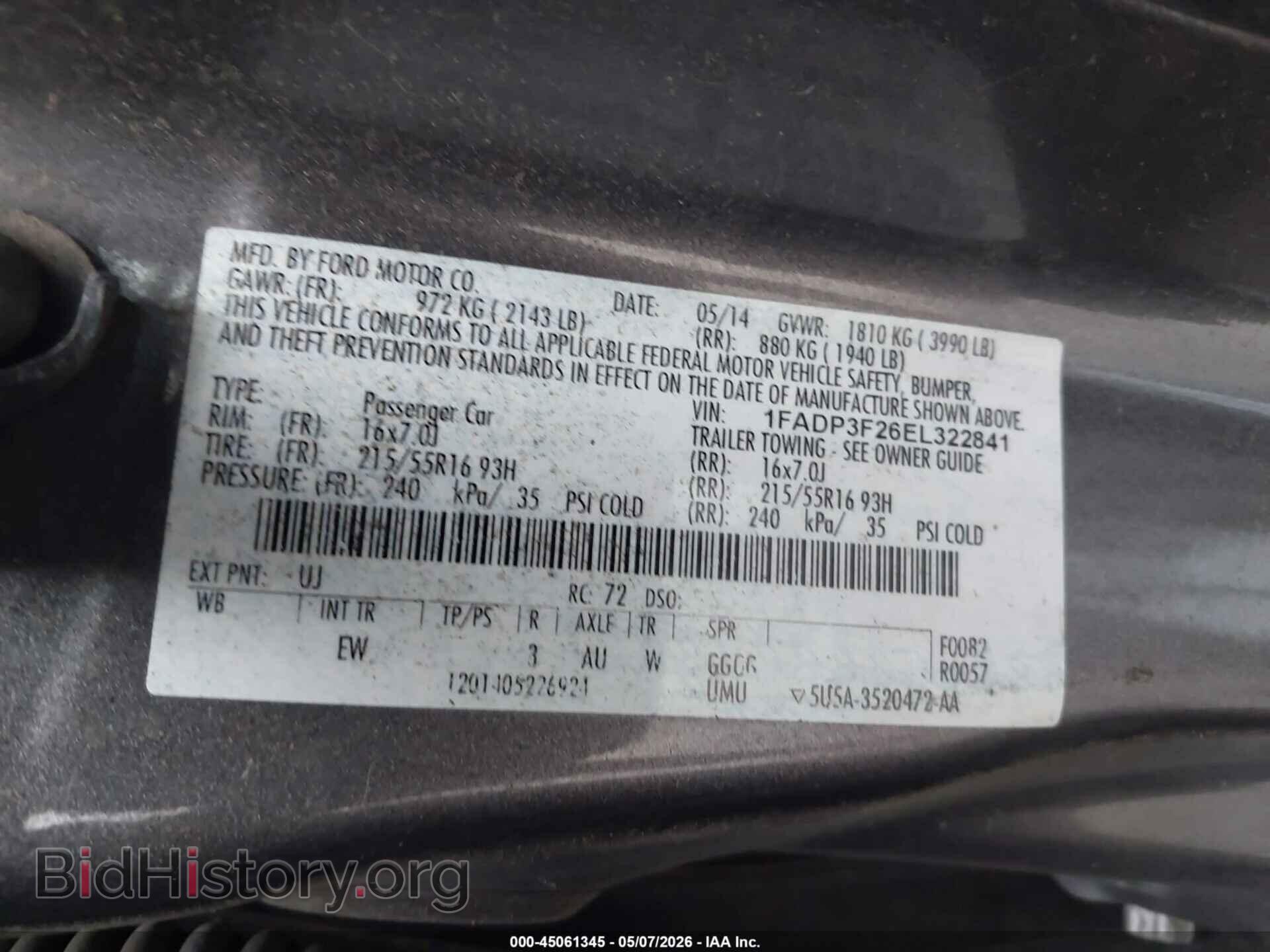 2014 FORD FOCUS - VIN: 1FADP3F26EL322841 - Фото 9