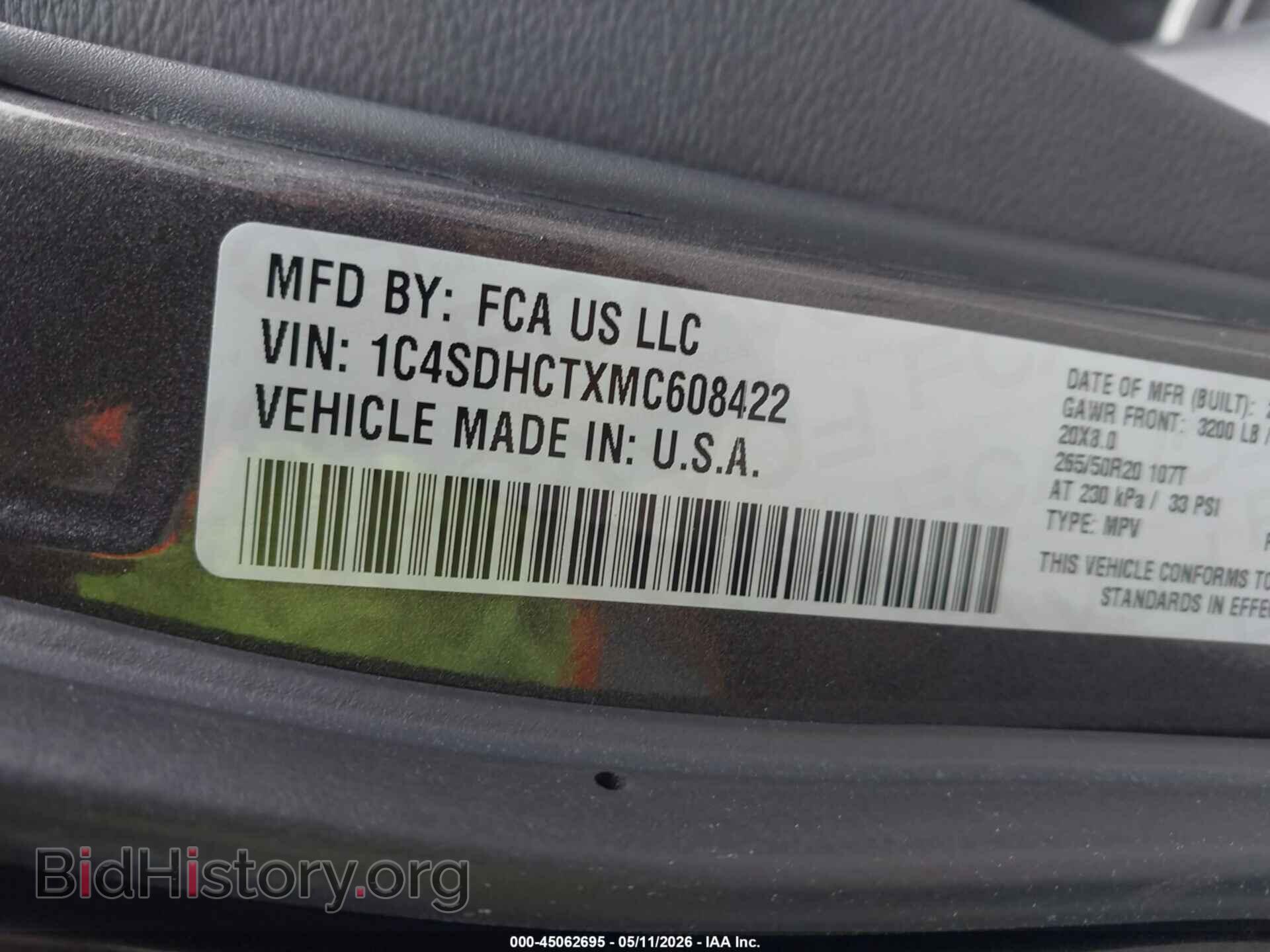 2021 DODGE DURANGO - VIN: 1C4SDHCTXMC608422 - Photo 9