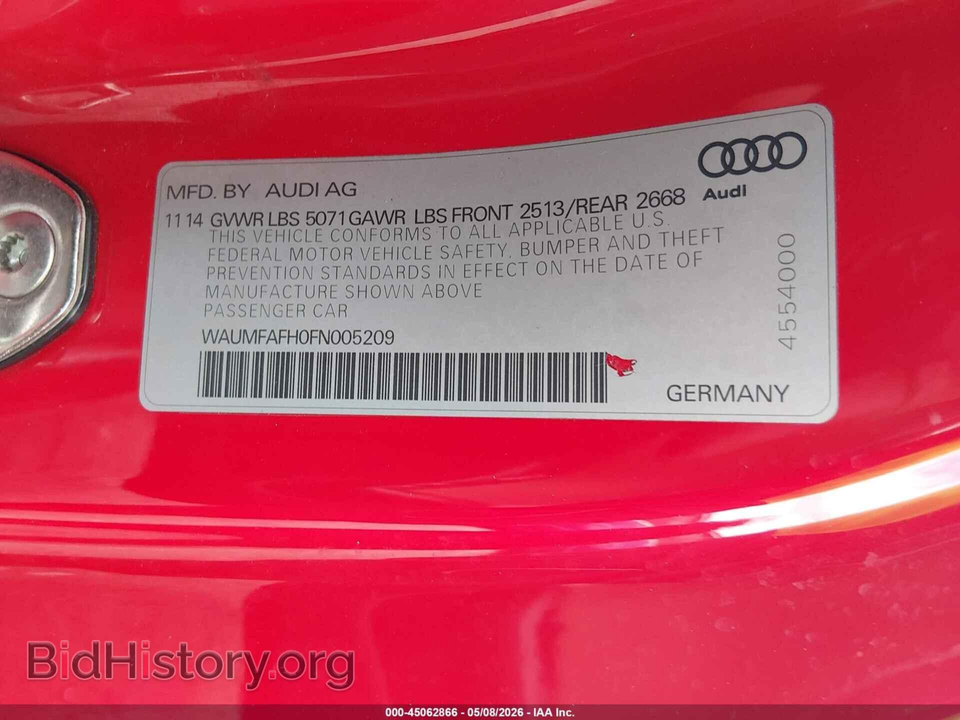 2015 AUDI A5 - VIN: WAUMFAFH0FN005209 - Фото 9