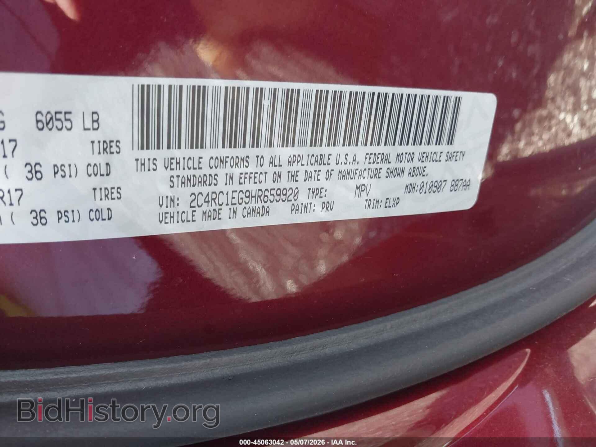2017 CHRYSLER PACIFICA - VIN: 2C4RC1EG9HR659920 - Photo 9