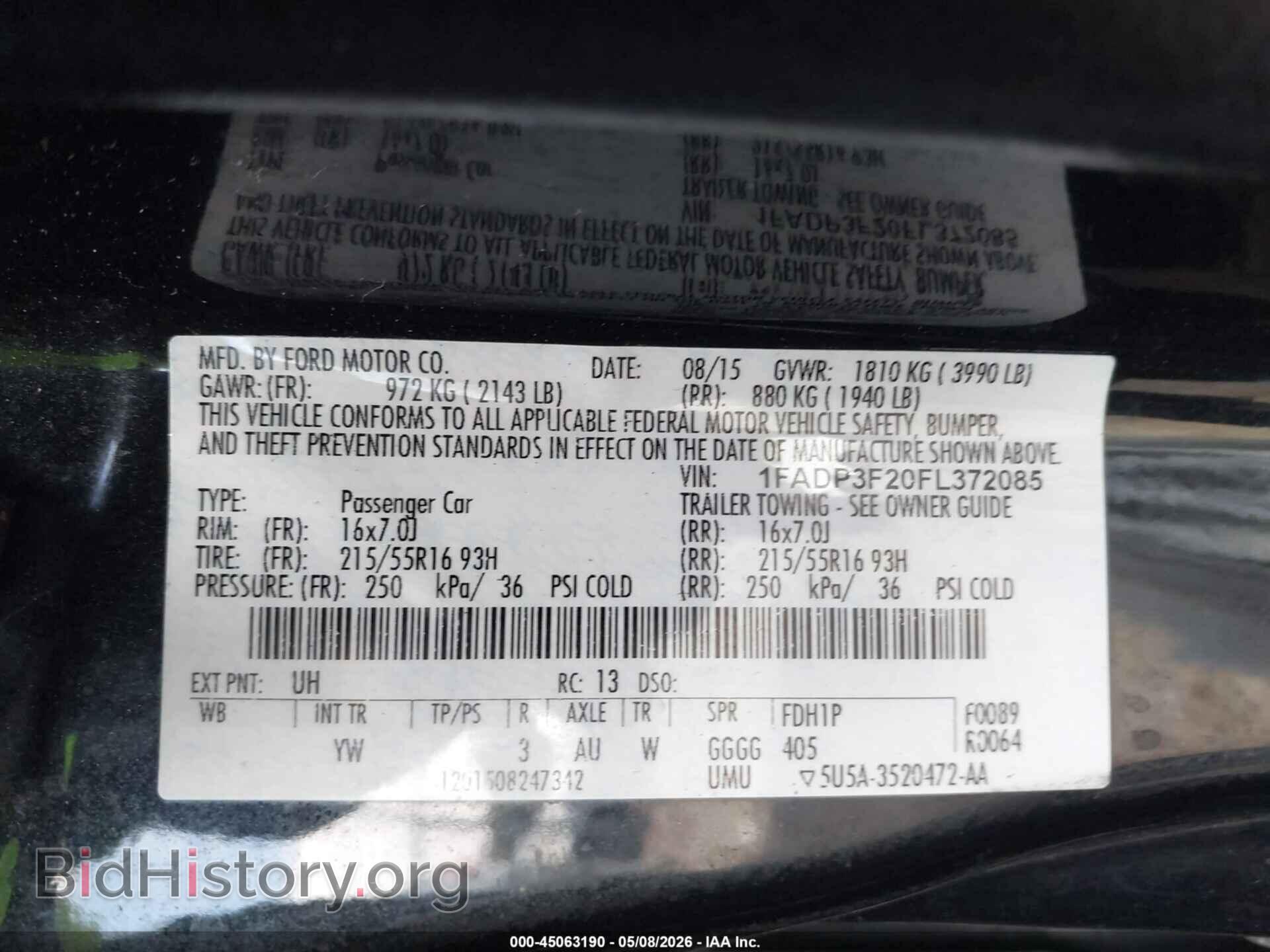 2015 FORD FOCUS - VIN: 1FADP3F20FL372085 - Фото 9