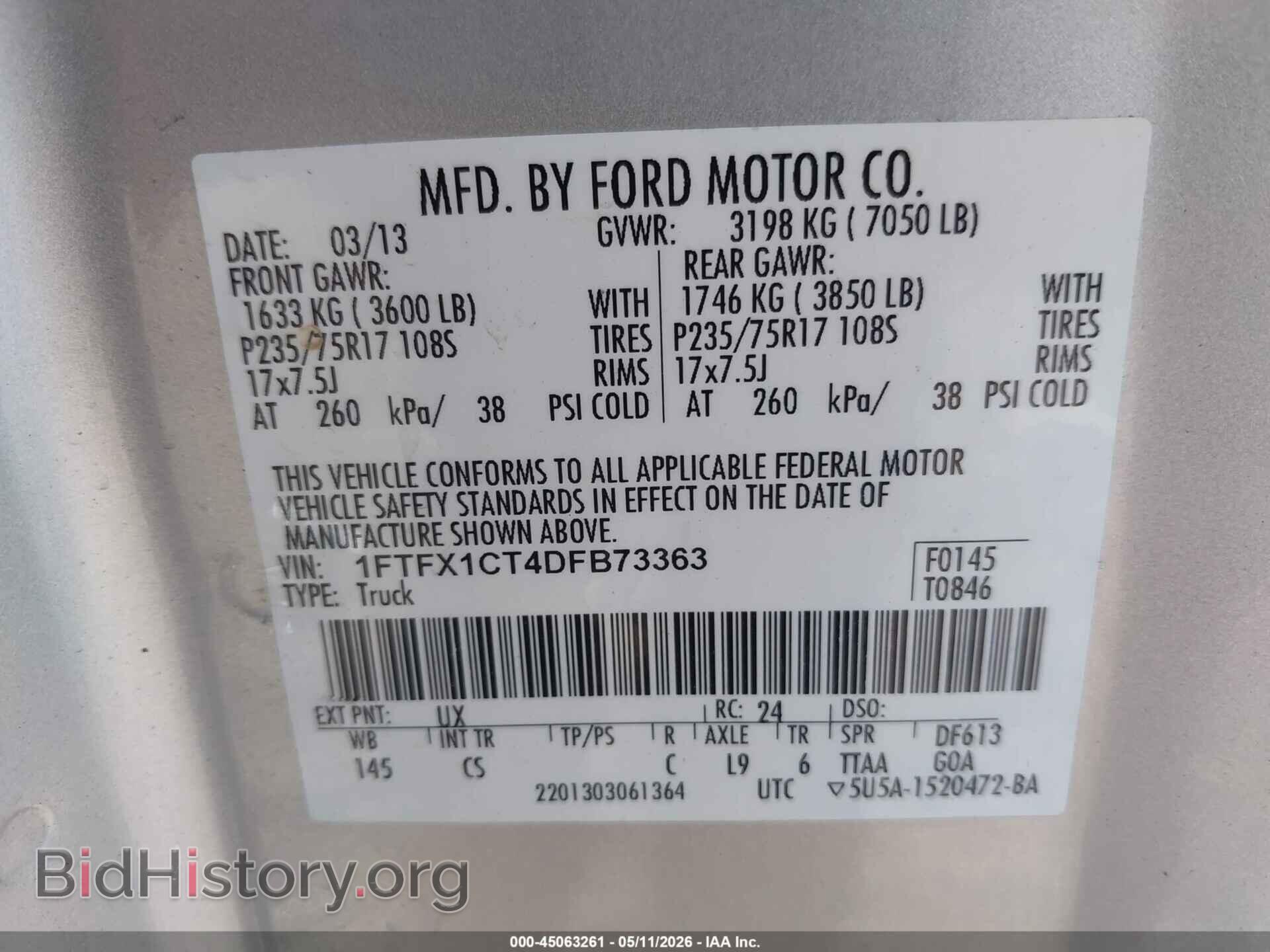 2013 FORD F-150 - VIN: 1FTFX1CT4DFB73363 - Photo 9