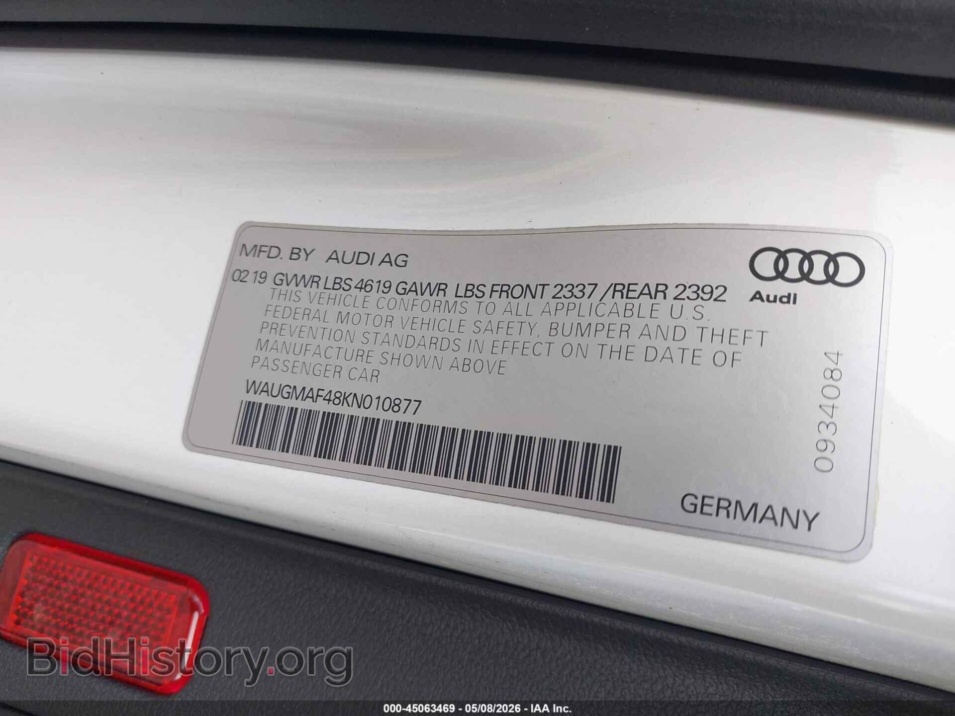2019 AUDI A4 - VIN: WAUGMAF48KN010877 - Фото 9