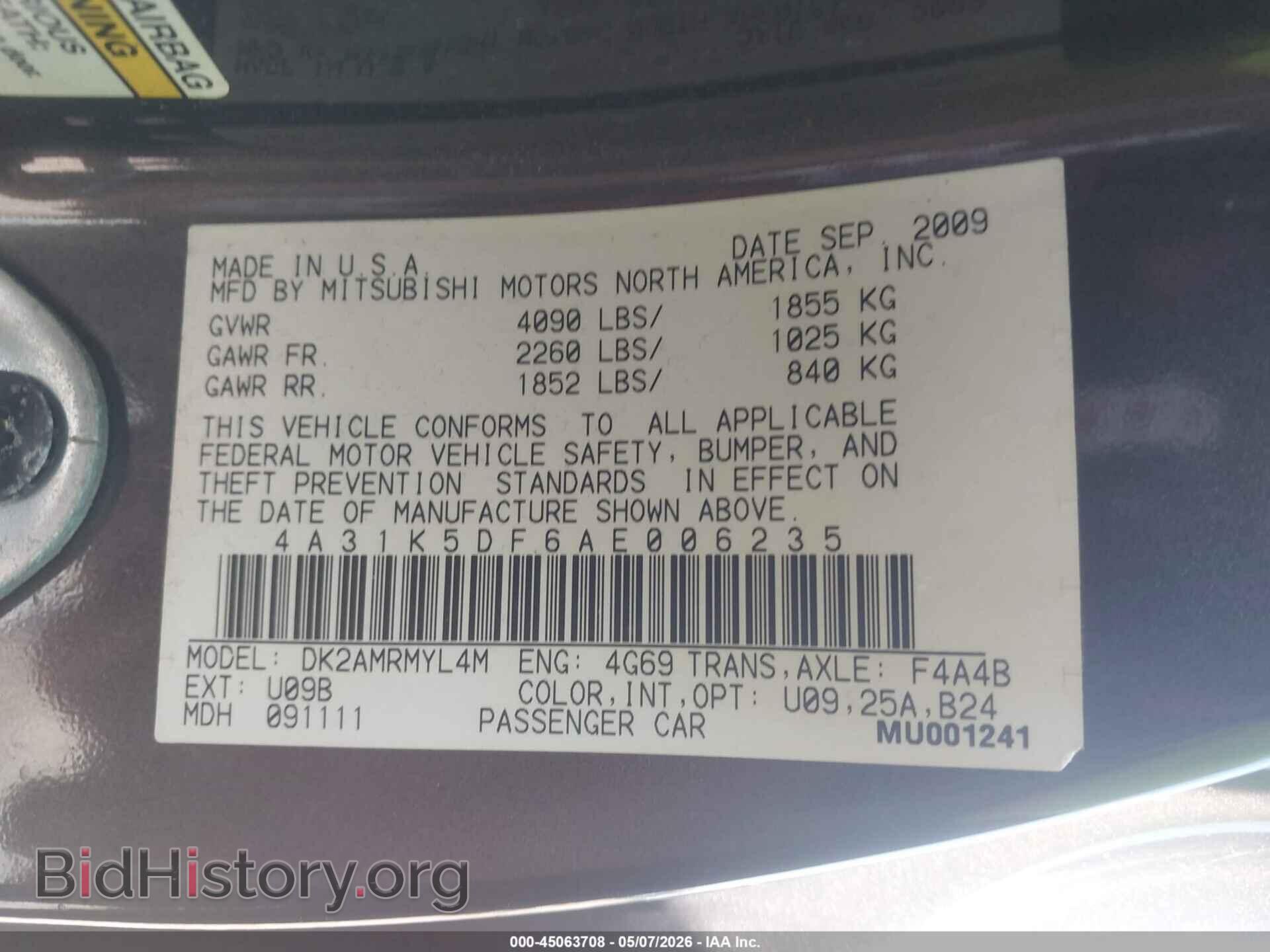 2010 MITSUBISHI ECLIPSE - VIN: 4A31K5DF6AE006235 - Photo 9