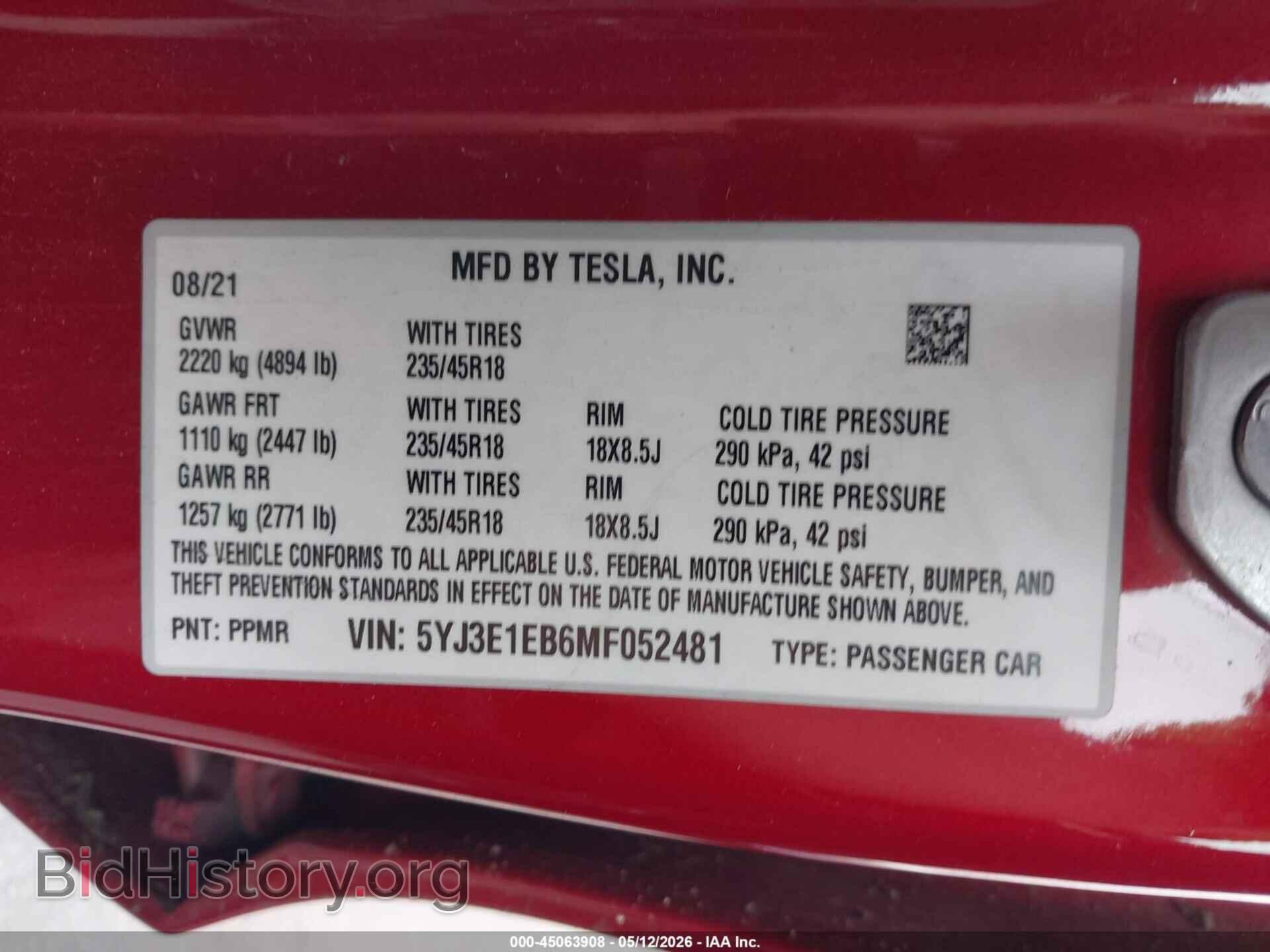 2021 TESLA MODEL 3 - VIN: 5YJ3E1EB6MF052481 - Photo 9