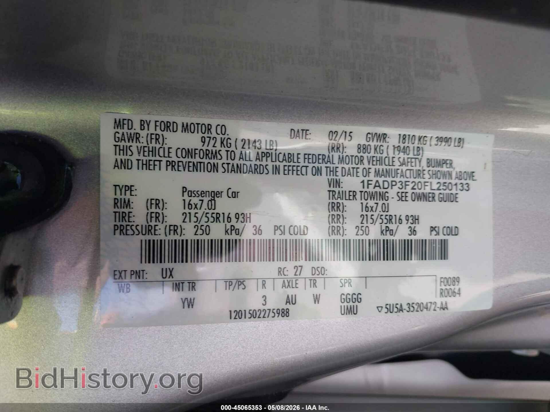 2015 FORD FOCUS - VIN: 1FADP3F20FL250133 - Фото 9