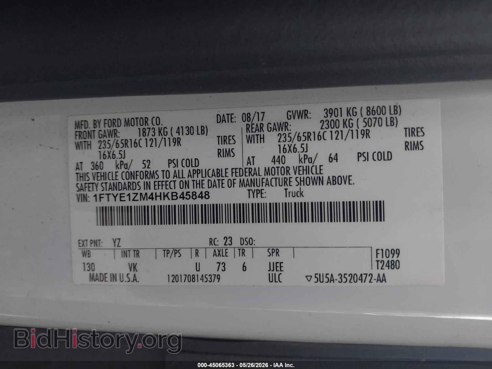 2017 FORD TRANSIT-150 - VIN: 1FTYE1ZM4HKB45848 - Photo 9