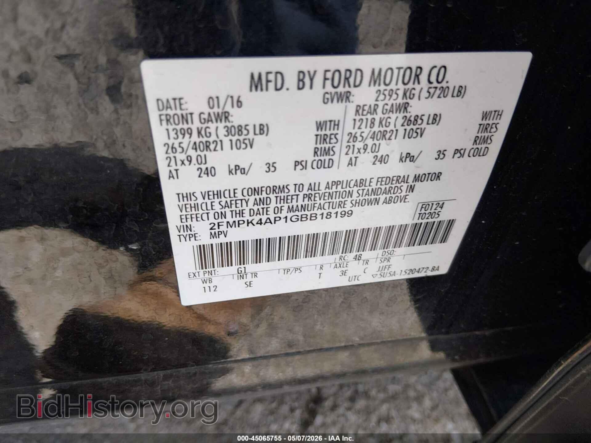 2016 FORD EDGE - VIN: 2FMPK4AP1GBB18199 - Photo 9