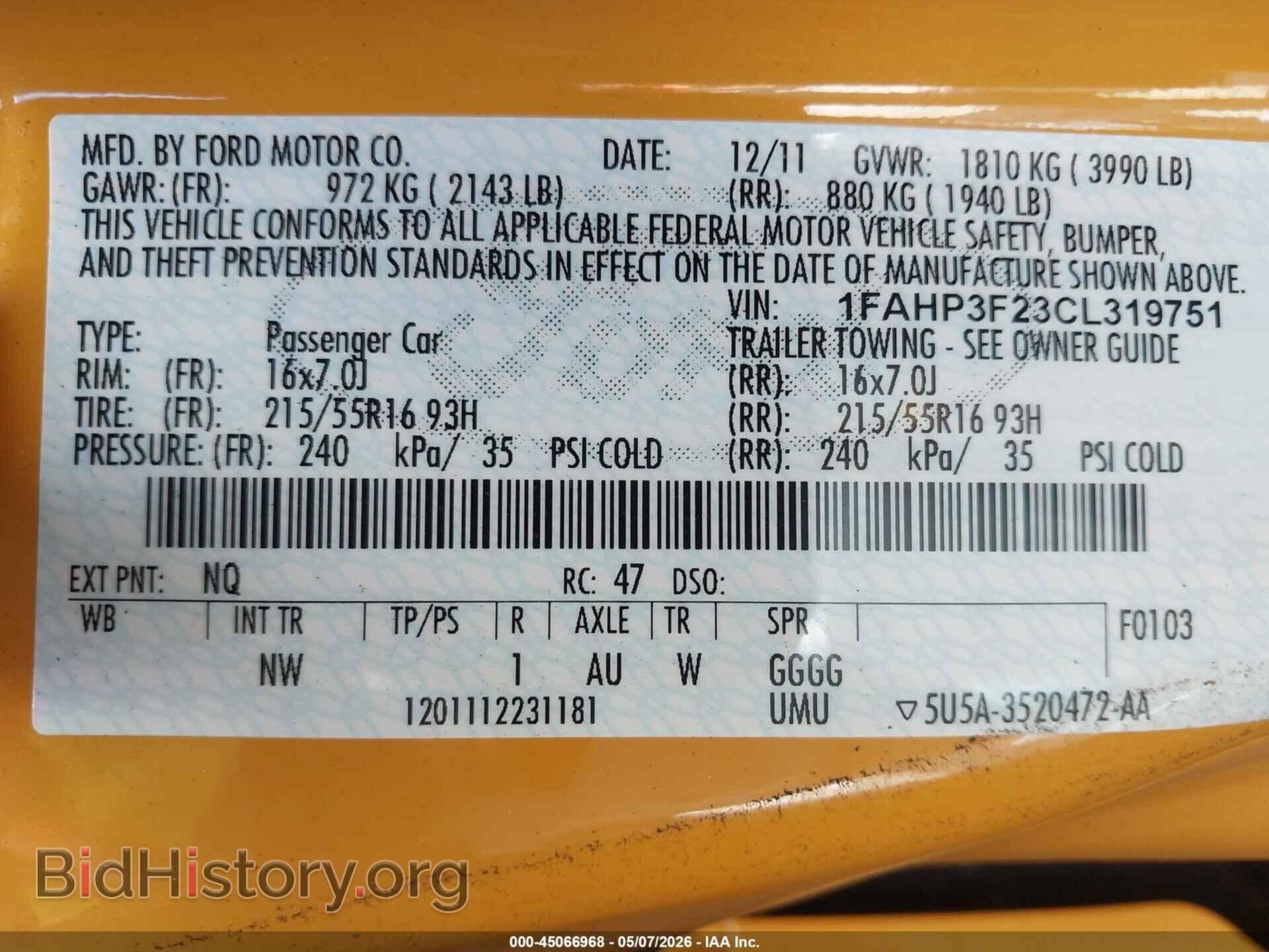 2012 FORD FOCUS - VIN: 1FAHP3F23CL319751 - Photo 9