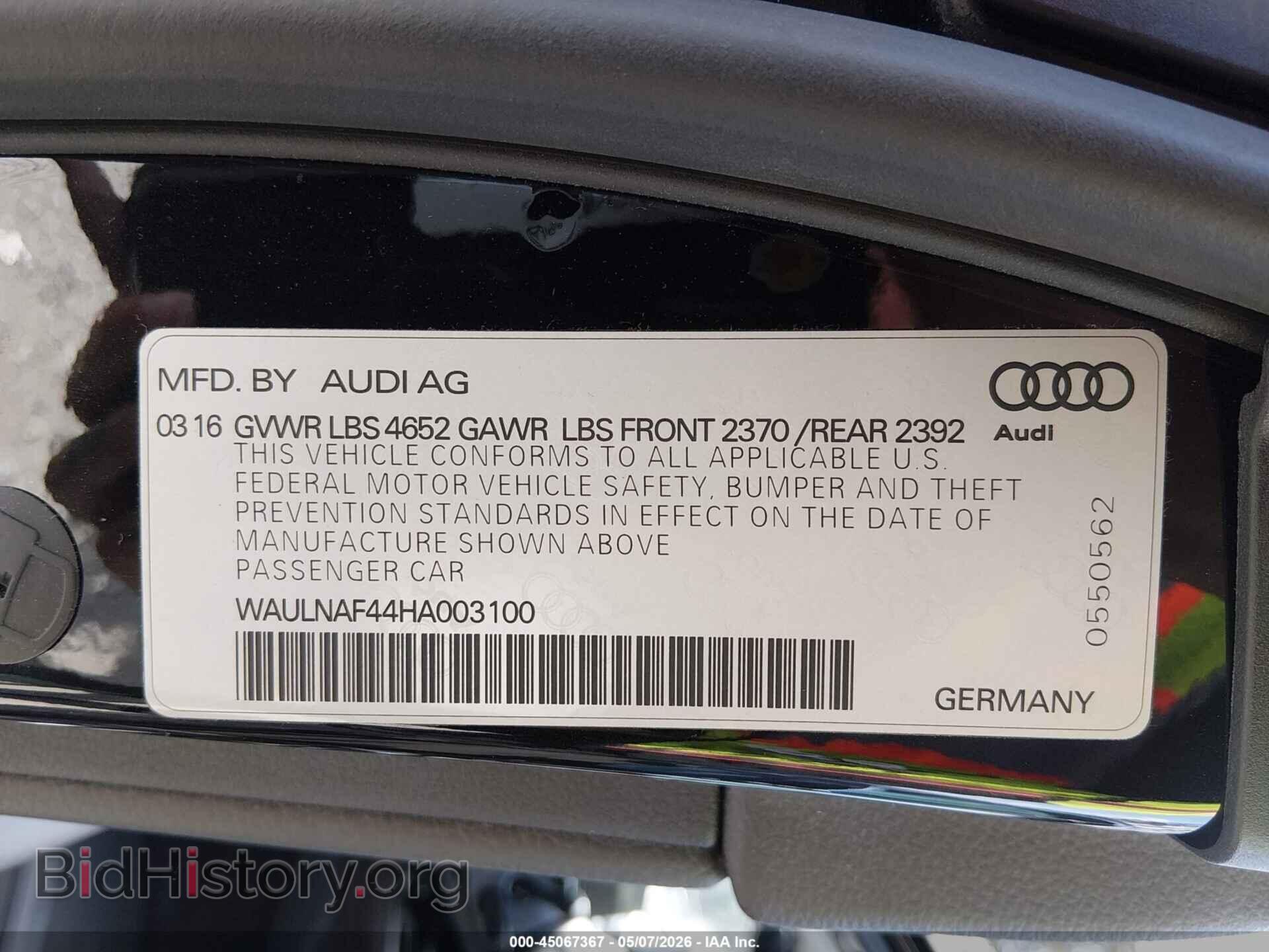 2017 AUDI A4 - VIN: WAULNAF44HA003100 - Фото 9