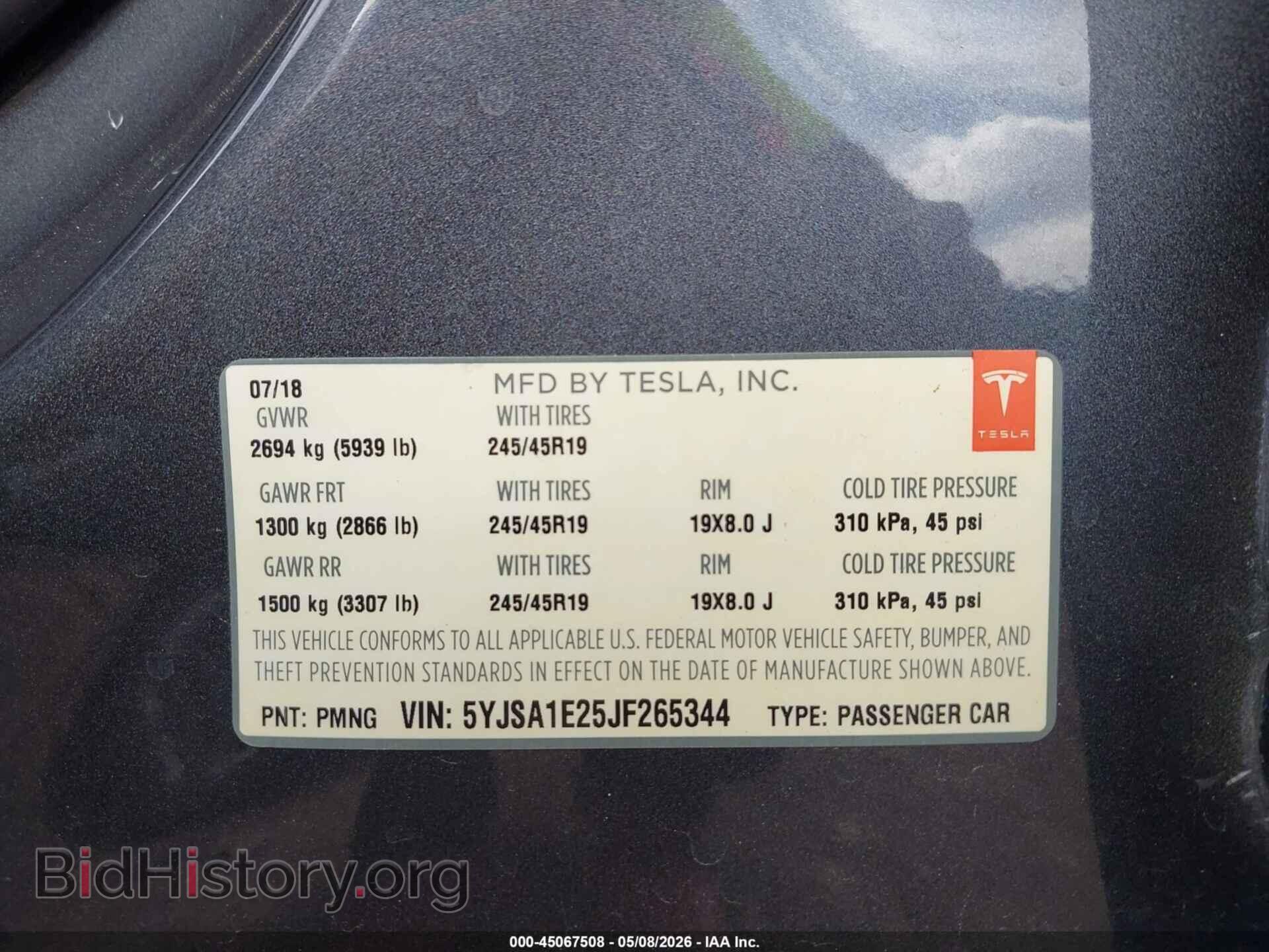 2018 TESLA MODEL S - VIN: 5YJSA1E25JF265344 - Photo 9