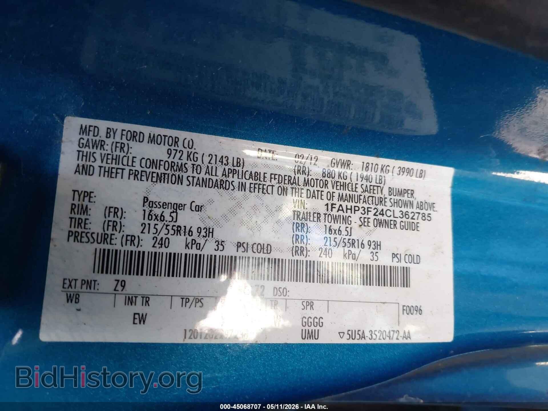 2012 FORD FOCUS - VIN: 1FAHP3F24CL362785 - Photo 9