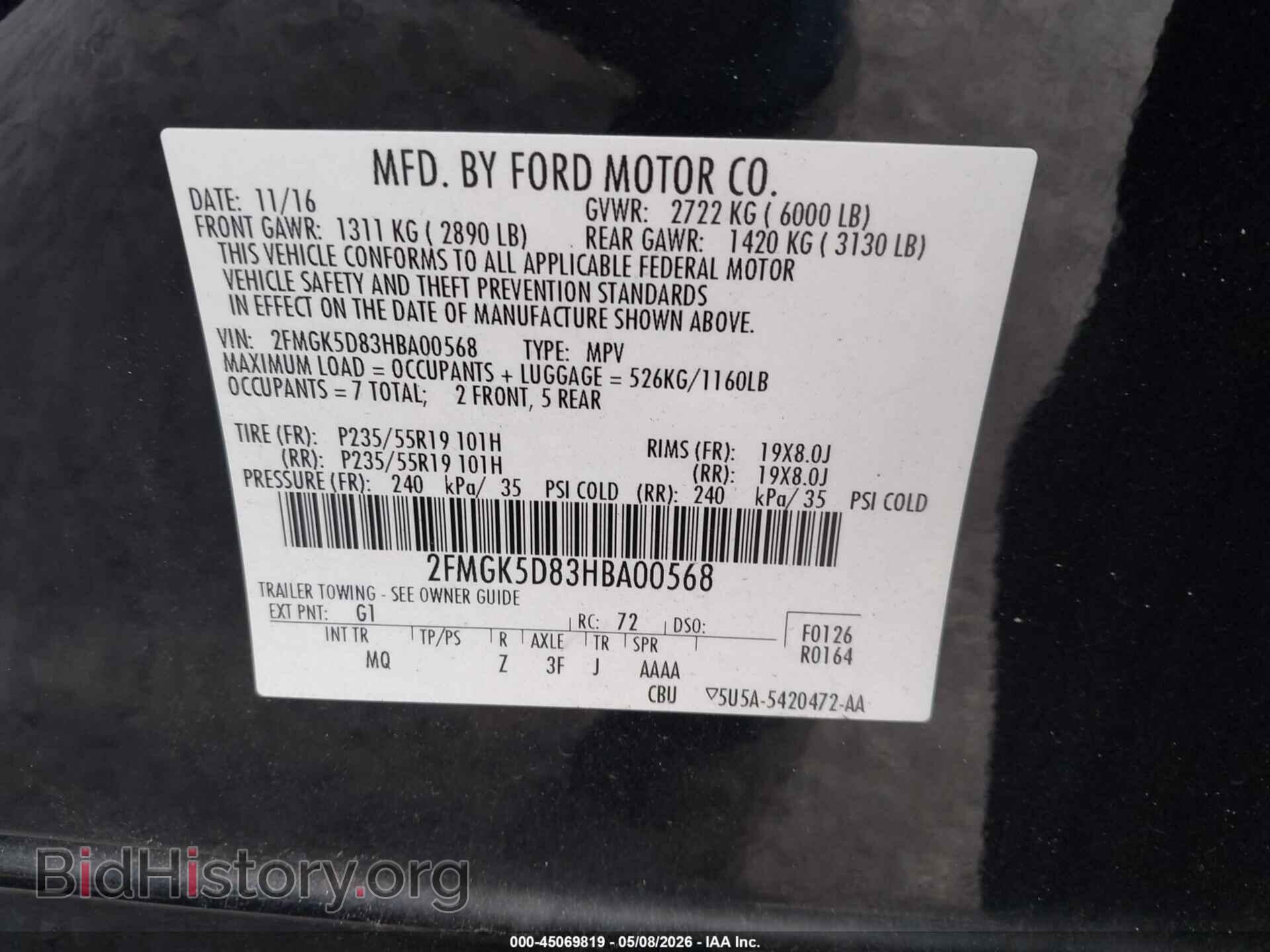 2017 FORD FLEX - VIN: 2FMGK5D83HBA00568 - Photo 9