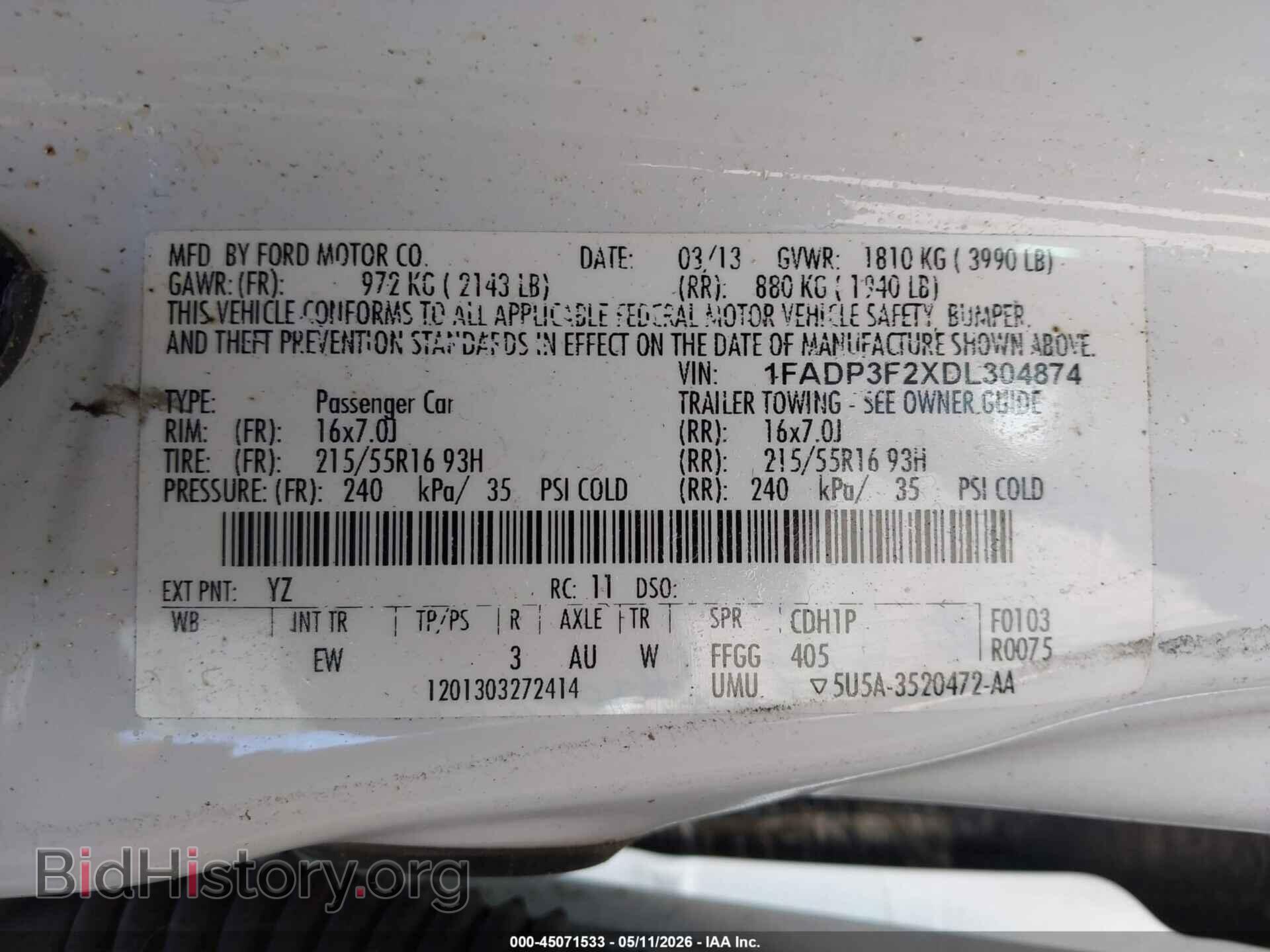 2013 FORD FOCUS - VIN: 1FADP3F2XDL304874 - Photo 9