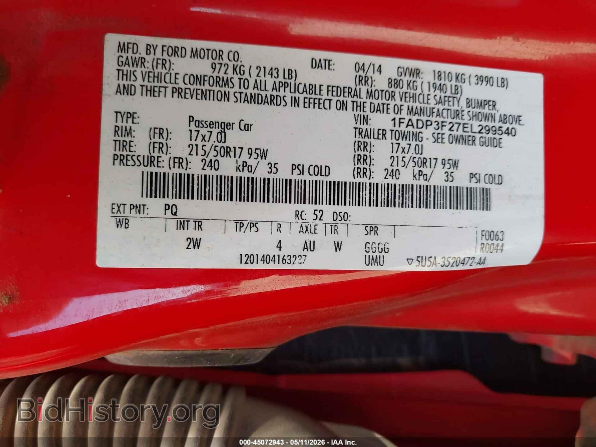 2014 FORD FOCUS - VIN: 1FADP3F27EL299540 - Фото 9
