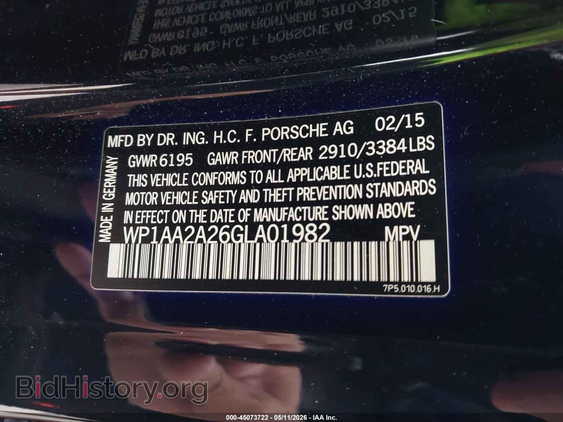2016 PORSCHE CAYENNE - VIN: WP1AA2A26GLA01982 - Фото 9