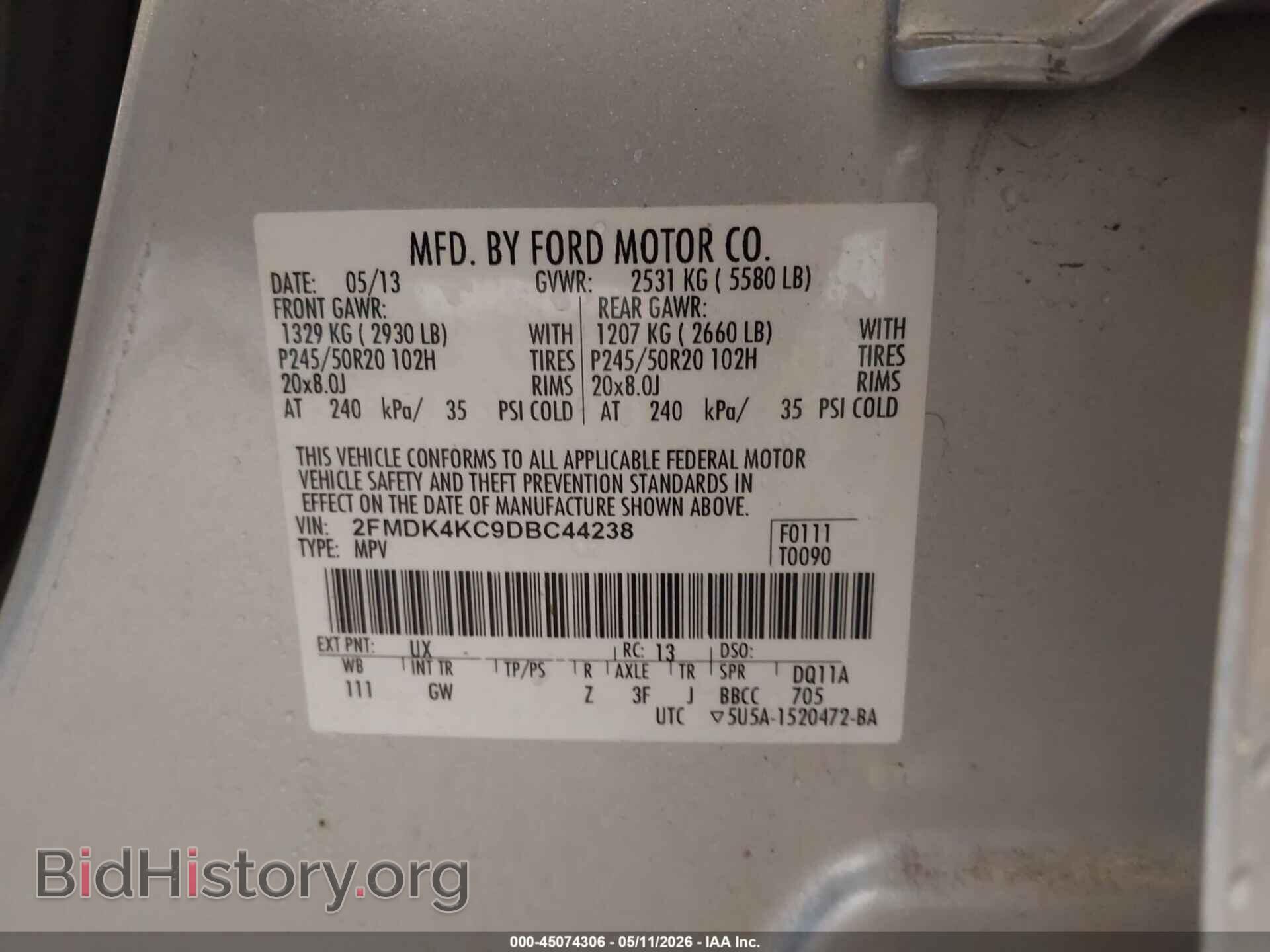 2013 FORD EDGE - VIN: 2FMDK4KC9DBC44238 - Photo 9