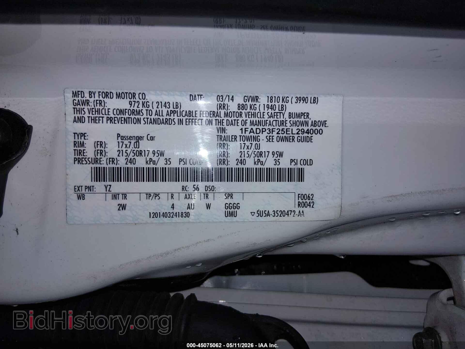 2014 FORD FOCUS - VIN: 1FADP3F25EL294000 - Фото 9