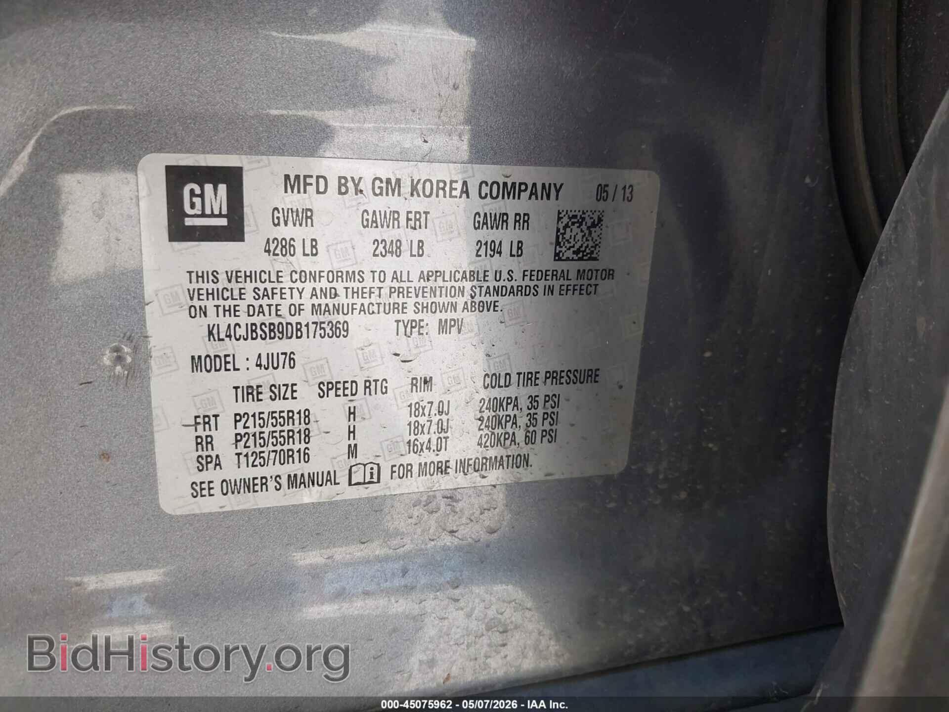 2013 BUICK ENCORE - VIN: KL4CJBSB9DB175369 - Фото 9
