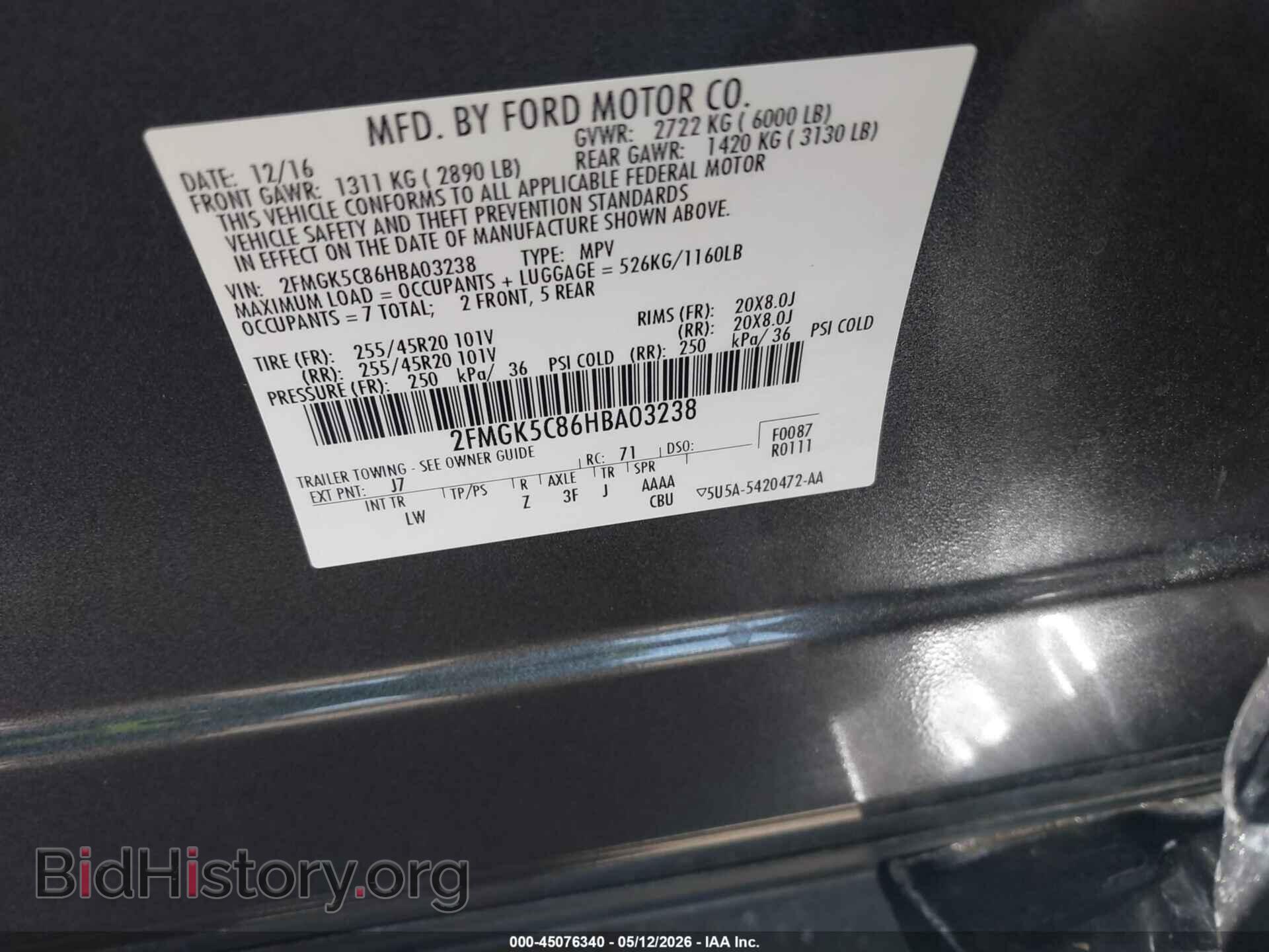 2017 FORD FLEX - VIN: 2FMGK5C86HBA03238 - Photo 9
