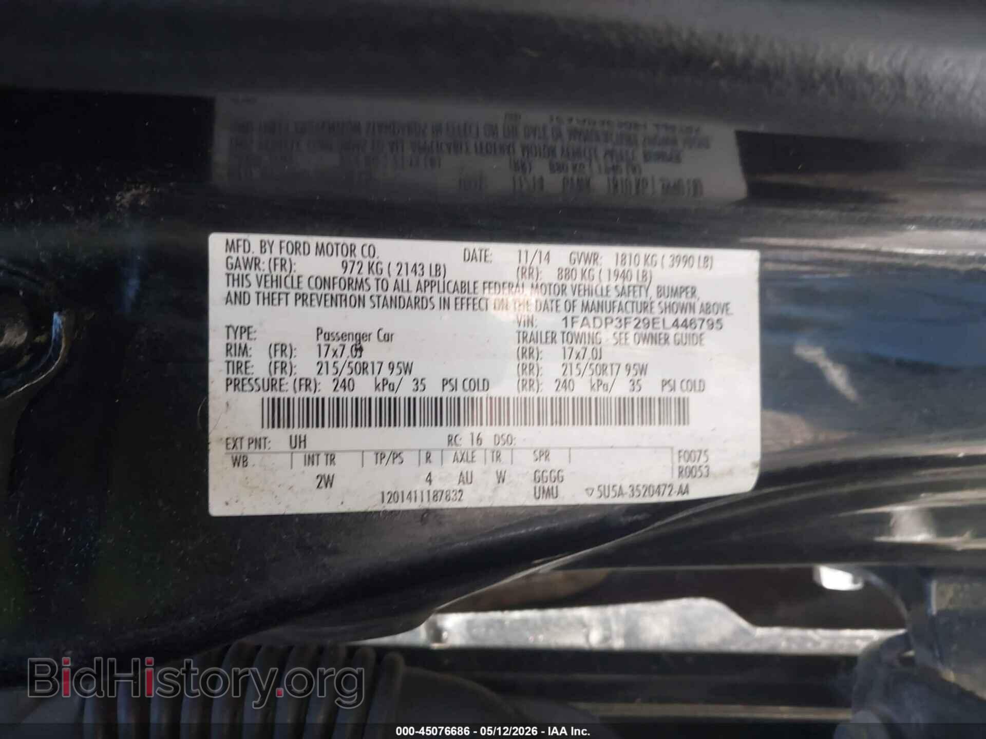 2014 FORD FOCUS - VIN: 1FADP3F29EL446795 - Фото 9