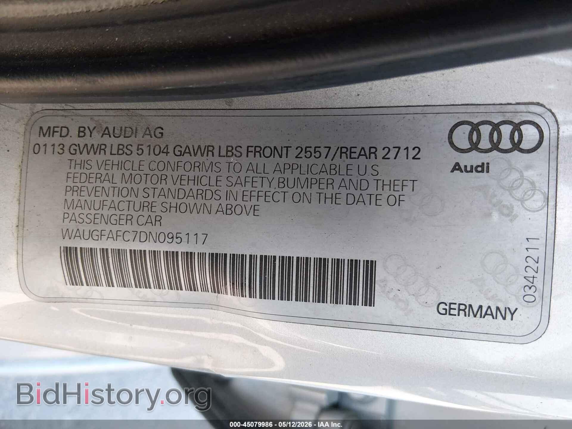 2013 AUDI A6 - VIN: WAUGFAFC7DN095117 - Фото 9