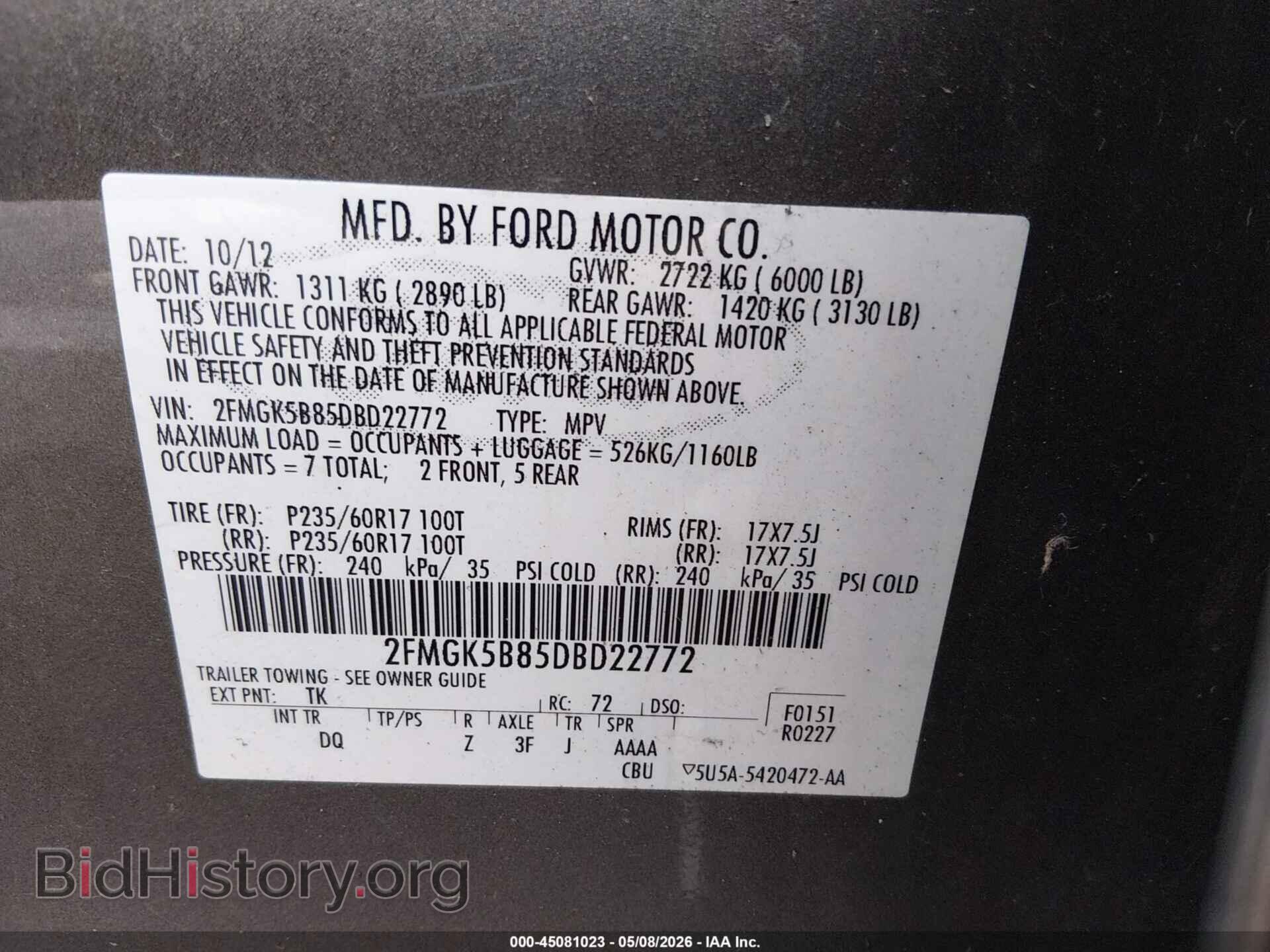 2013 FORD FLEX - VIN: 2FMGK5B85DBD22772 - Photo 9