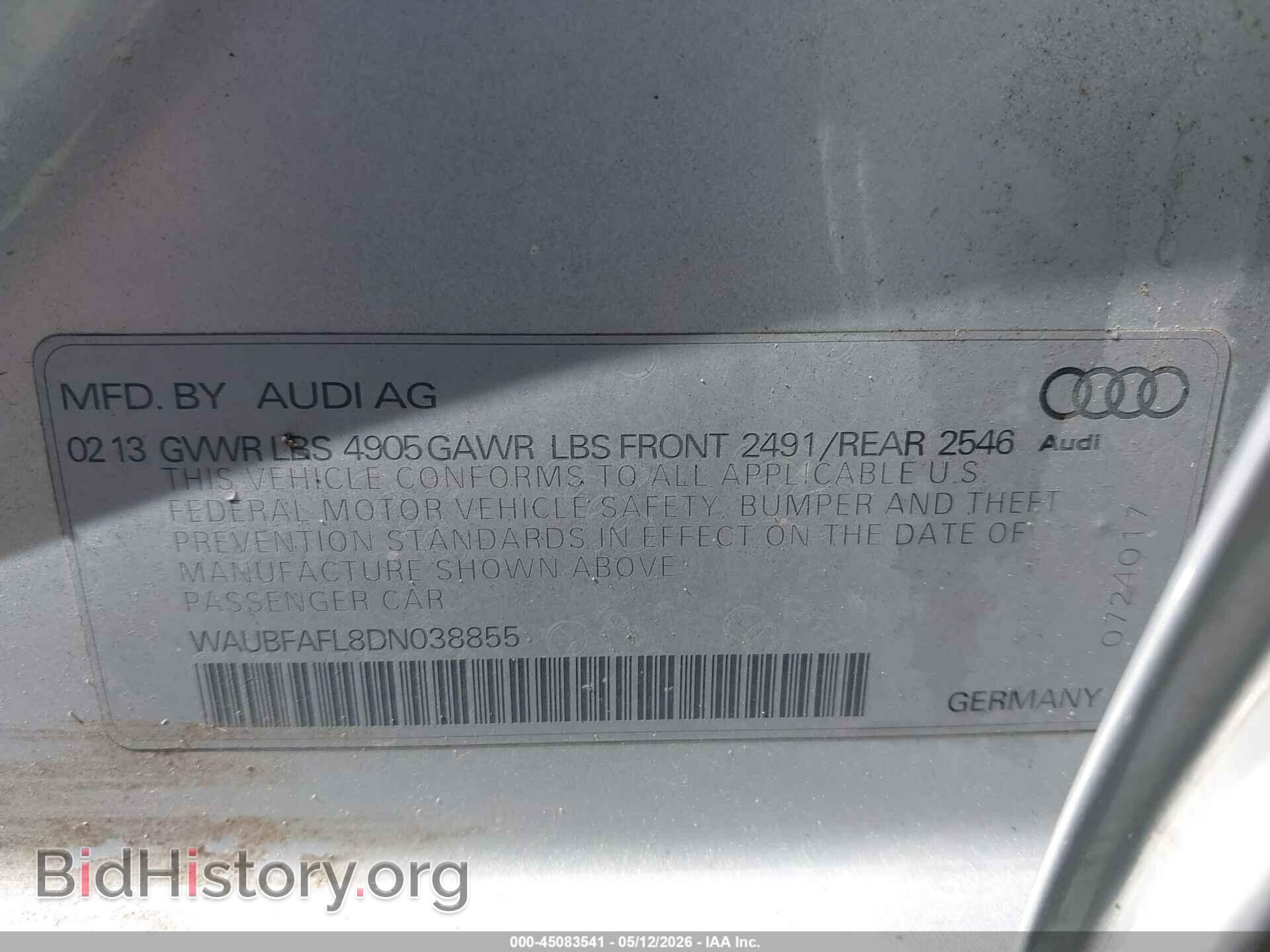 2013 AUDI A4 - VIN: WAUBFAFL8DN038855 - Photo 9