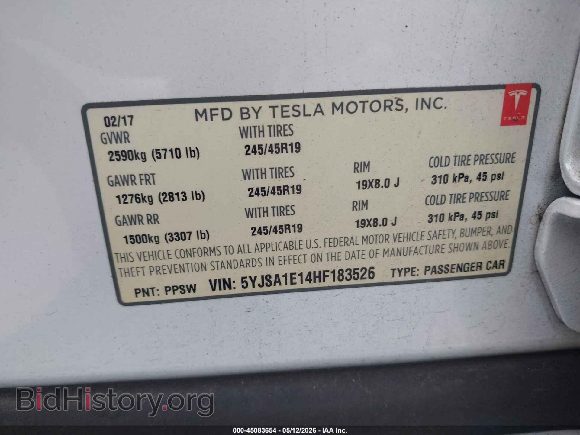 2017 TESLA MODEL S - VIN: 5YJSA1E14HF183526 - Фото 9
