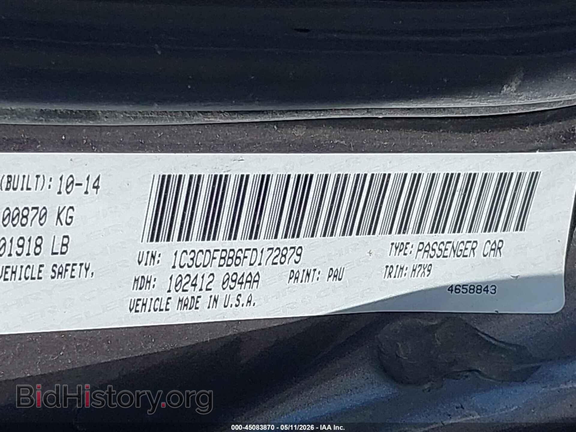 2015 DODGE DART - VIN: 1C3CDFBB6FD172879 - Photo 9