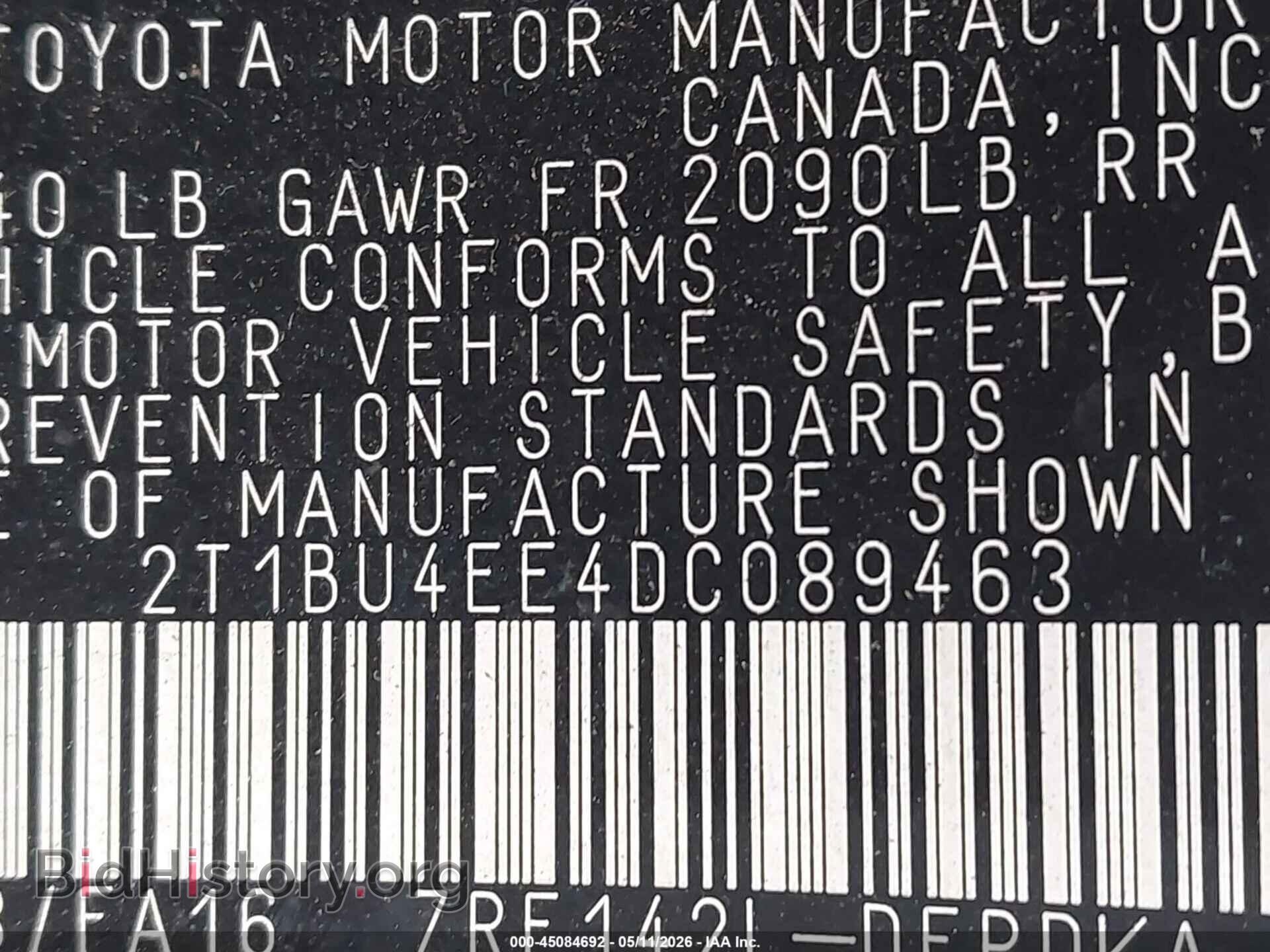 2013 TOYOTA COROLLA - VIN: 2T1BU4EE4DC089463 - Фото 9