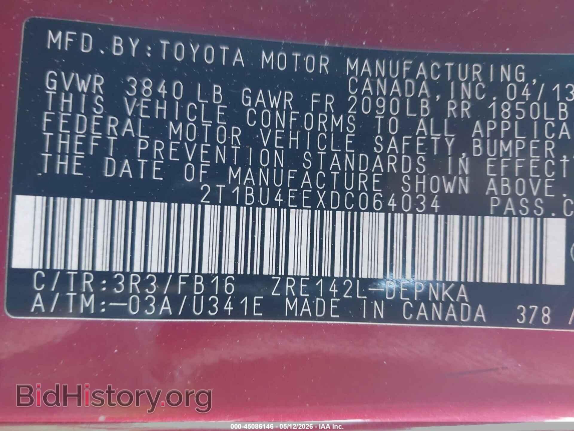 2013 TOYOTA COROLLA - VIN: 2T1BU4EEXDC064034 - Фото 9