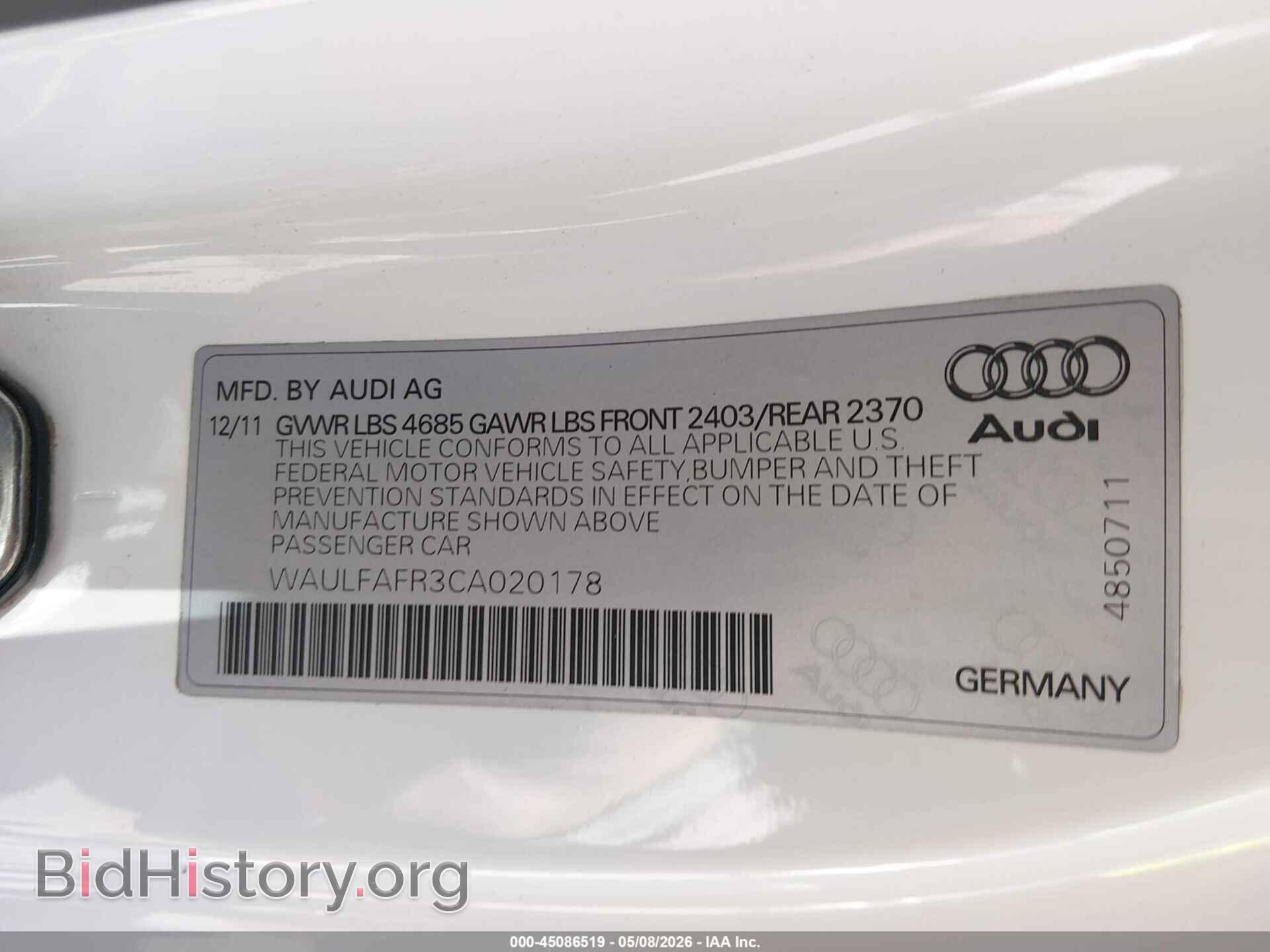 2012 AUDI A5 - VIN: WAULFAFR3CA020178 - Photo 9