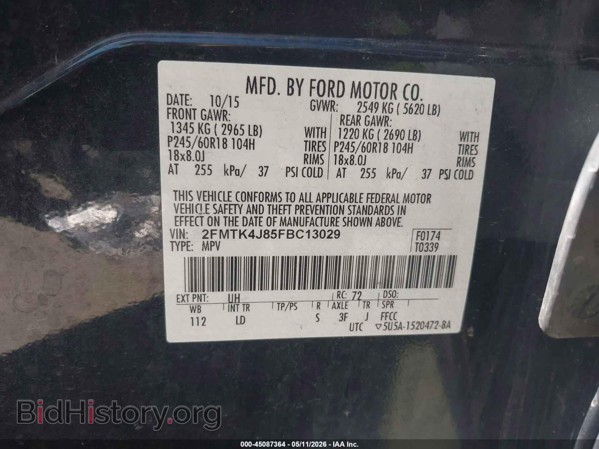 2015 FORD EDGE - VIN: 2FMTK4J85FBC13029 - Photo 9