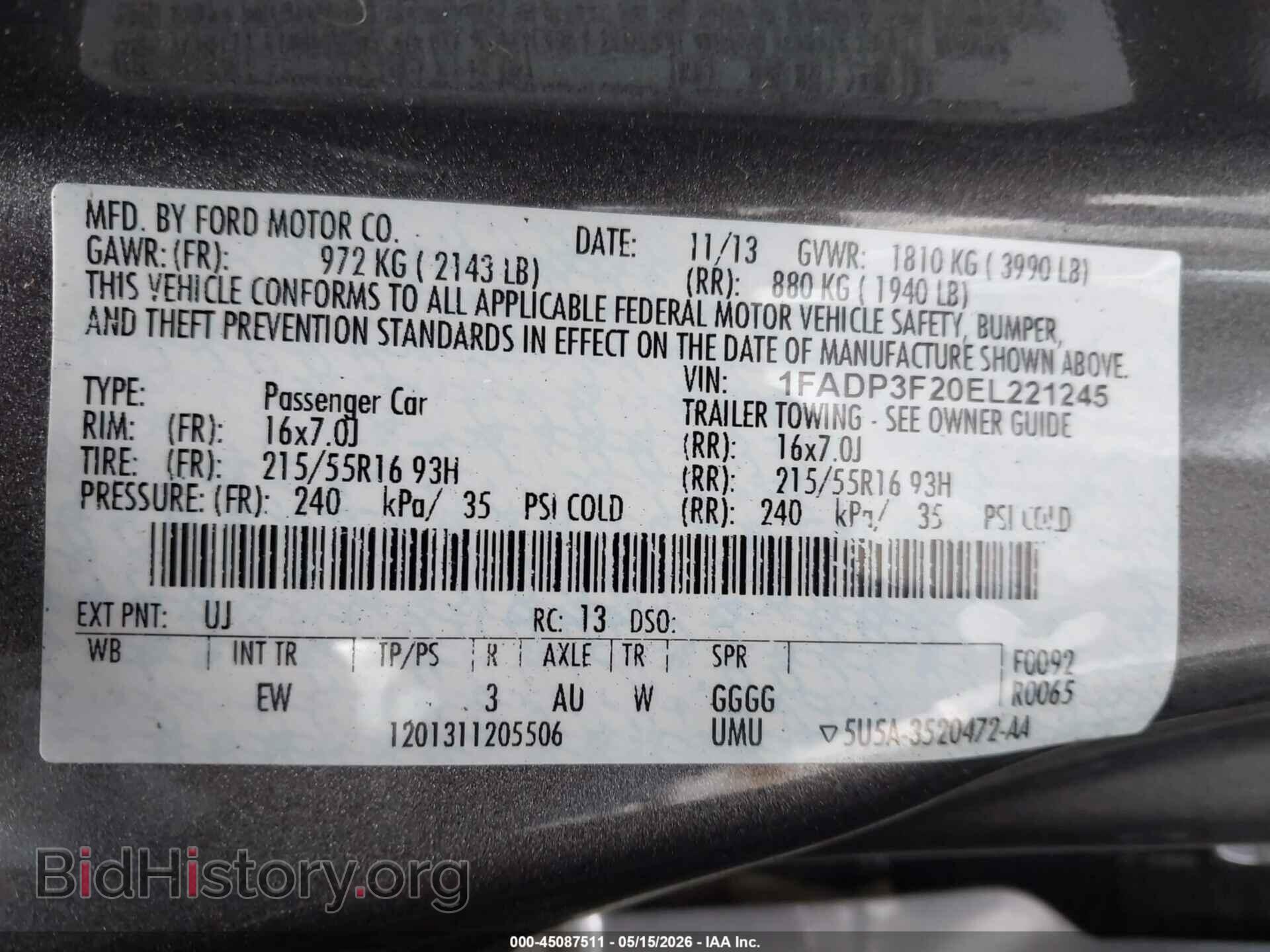 2014 FORD FOCUS - VIN: 1FADP3F20EL221245 - Фото 9