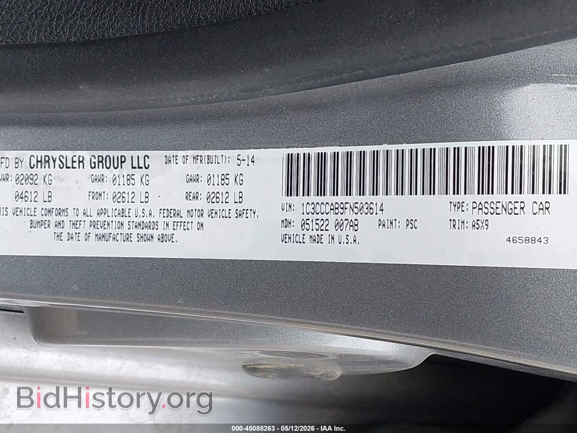 2015 CHRYSLER 200 - VIN: 1C3CCCAB9FN503614 - Фото 9