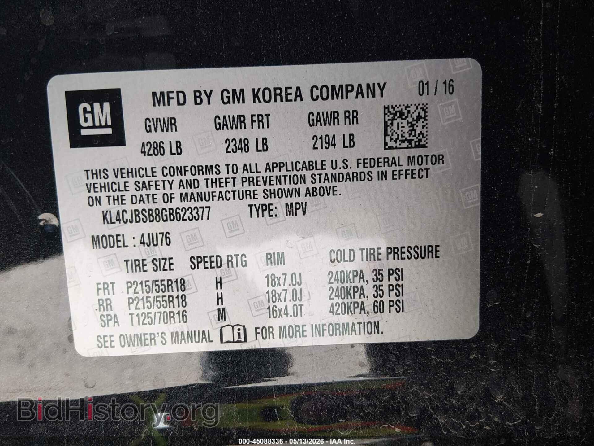 2016 BUICK ENCORE - VIN: KL4CJBSB8GB623377 - Photo 9