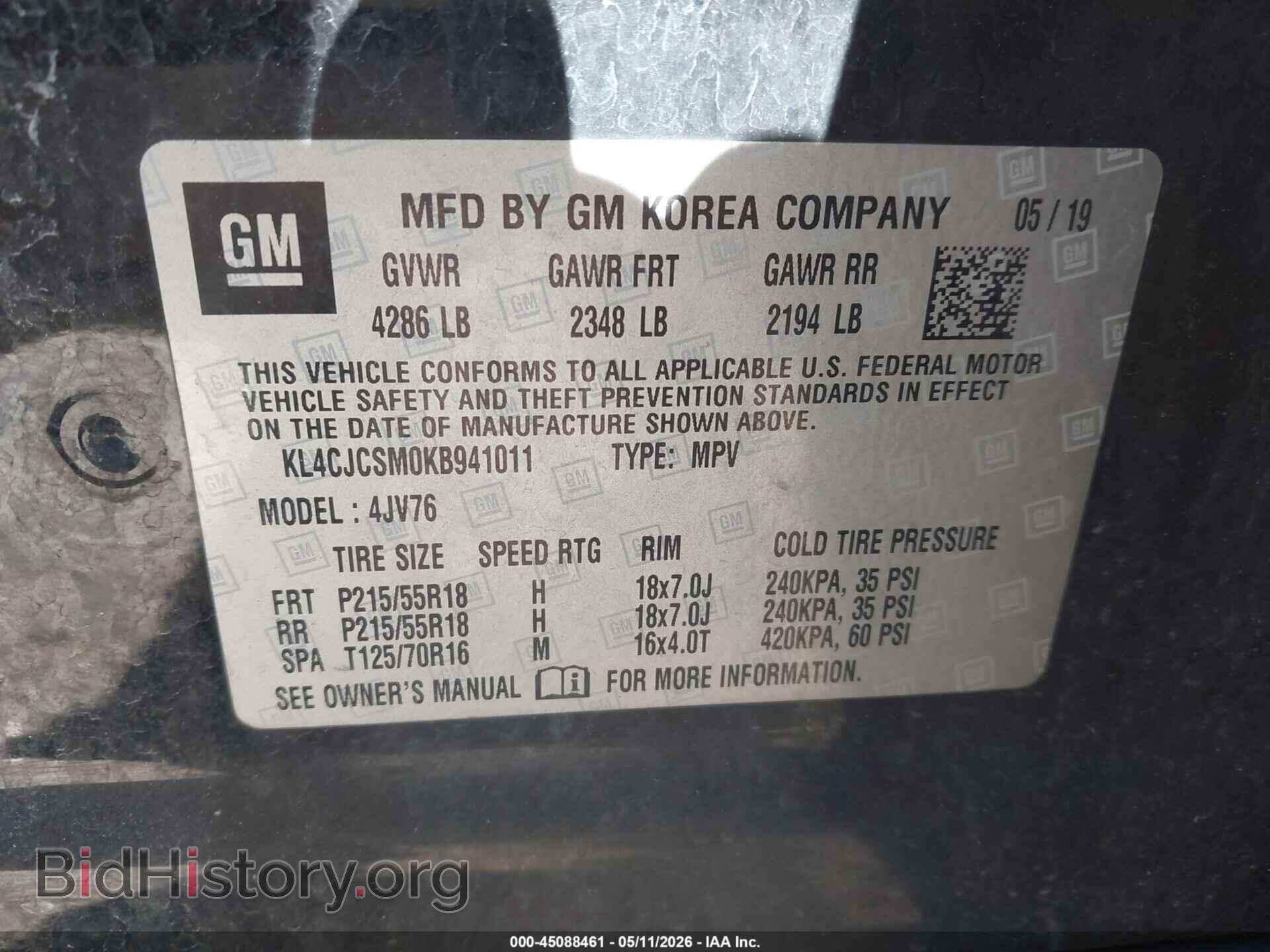 2019 BUICK ENCORE - VIN: KL4CJCSM0KB941011 - Фото 9