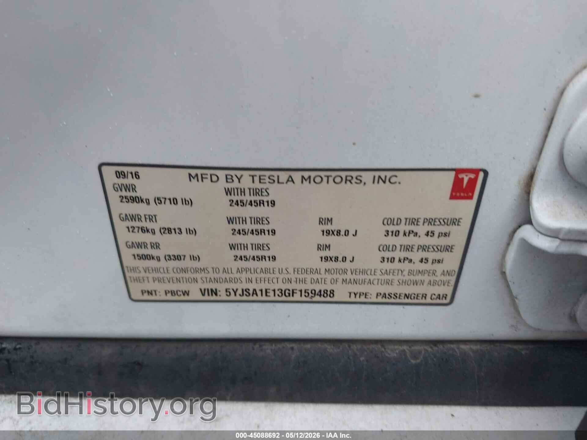 2016 TESLA MODEL S - VIN: 5YJSA1E13GF159488 - Фото 9