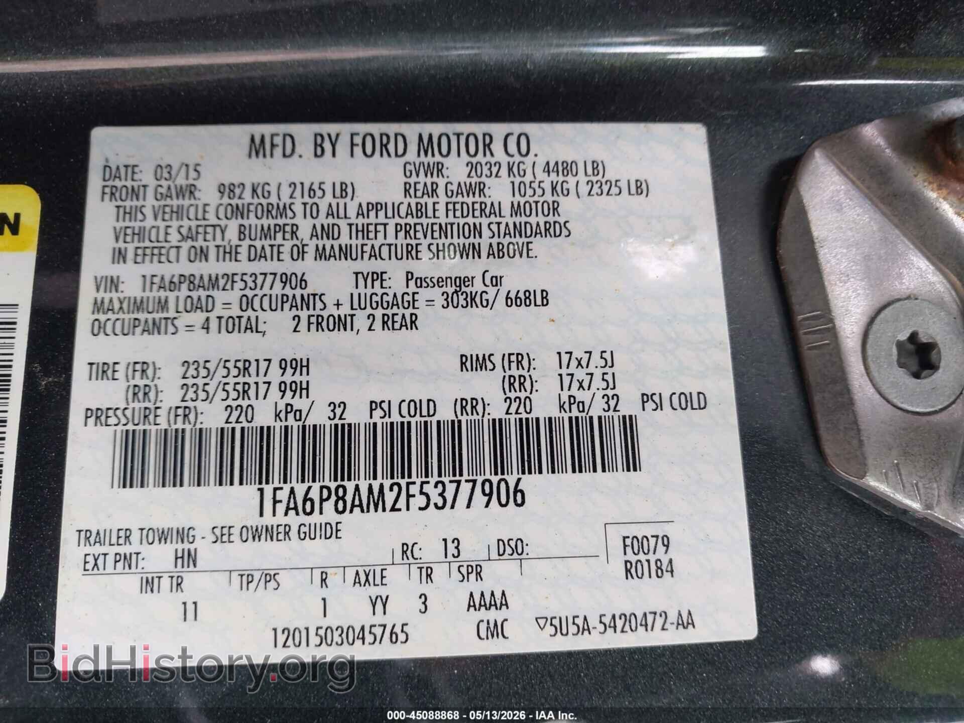 2015 FORD MUSTANG - VIN: 1FA6P8AM2F5377906 - Фото 9