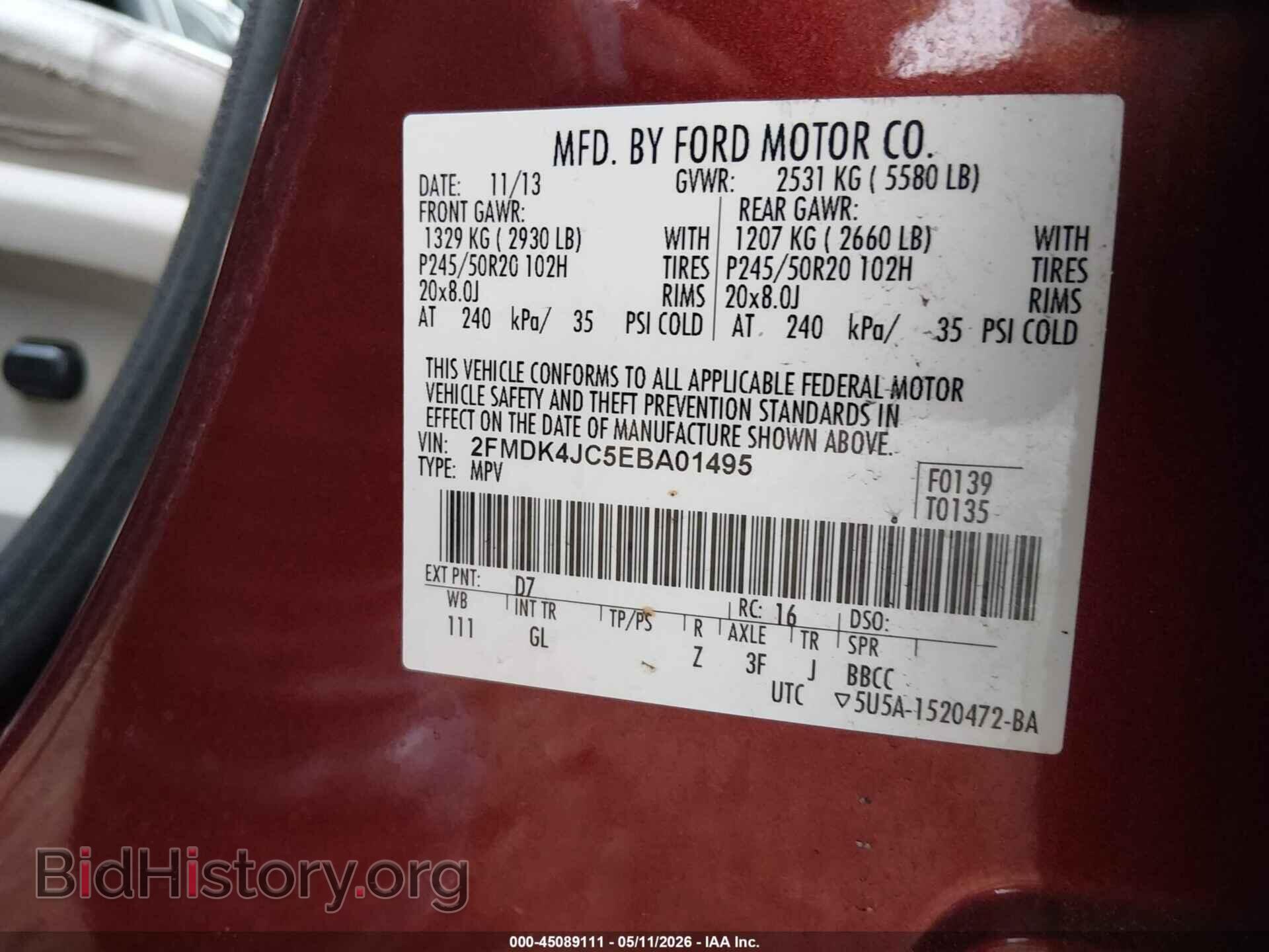 2014 FORD EDGE - VIN: 2FMDK4JC5EBA01495 - Photo 9