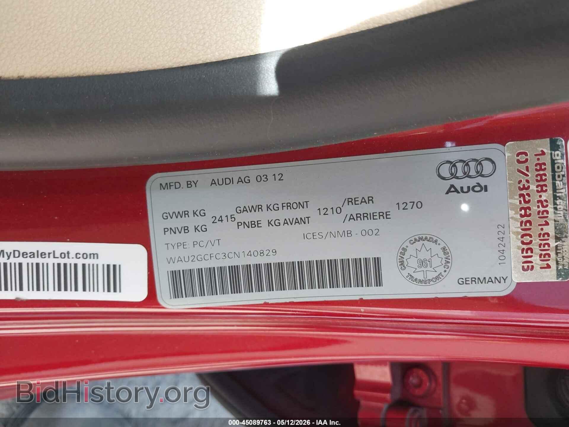 2012 AUDI A7 - VIN: WAU2GCFC3CN140829 - Фото 9