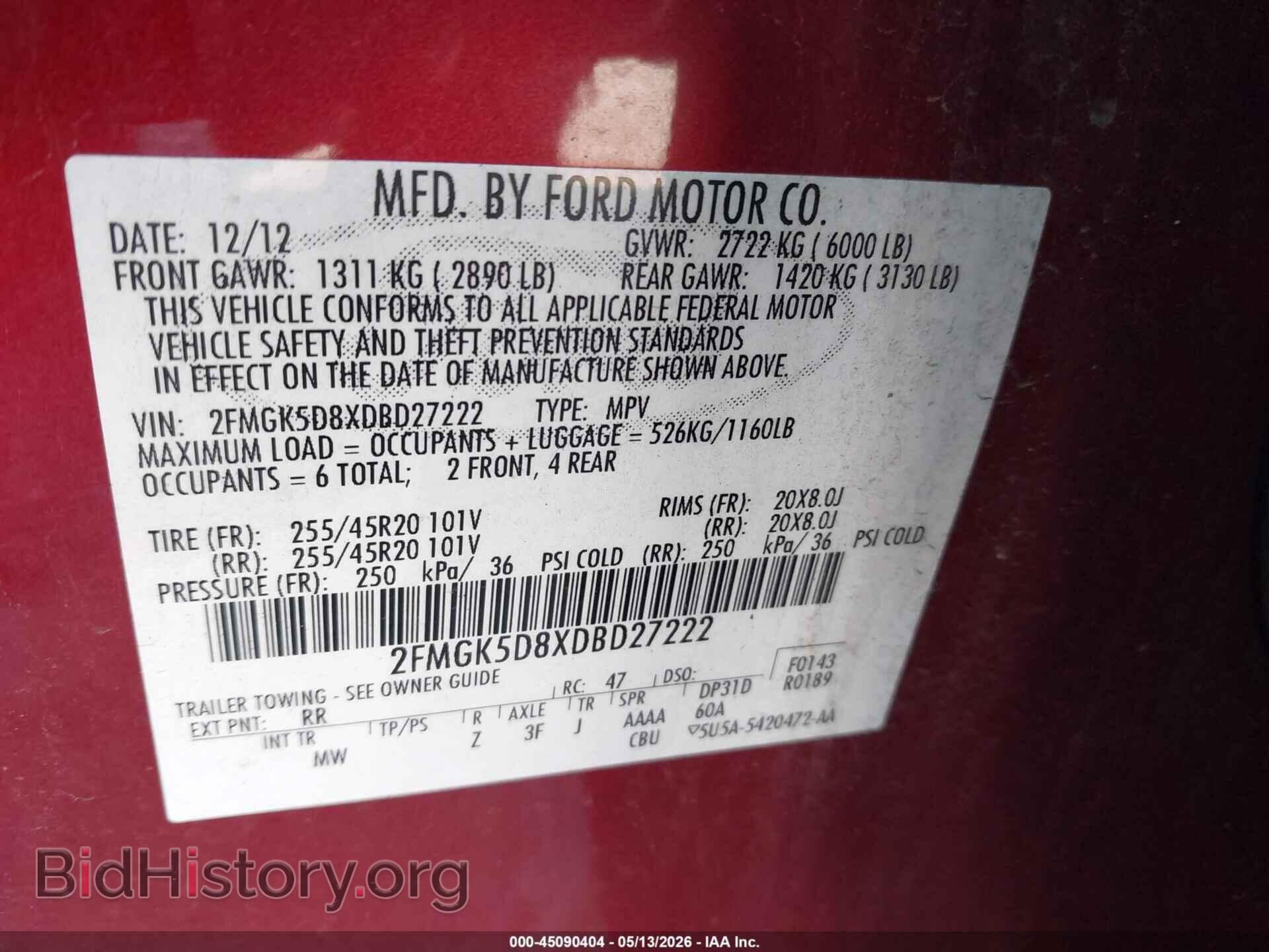 2013 FORD FLEX - VIN: 2FMGK5D8XDBD27222 - Photo 9