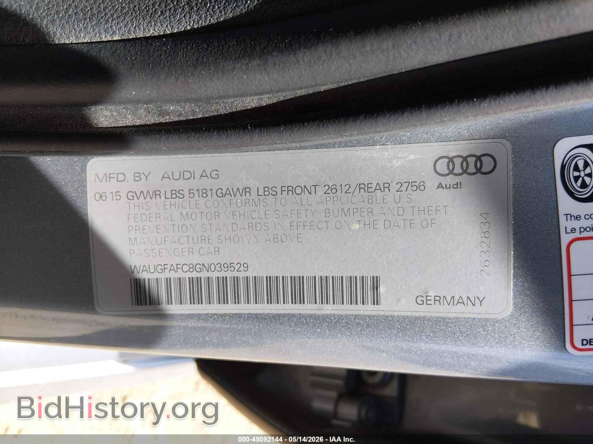 2016 AUDI A6 - VIN: WAUGFAFC8GN039529 - Фото 9