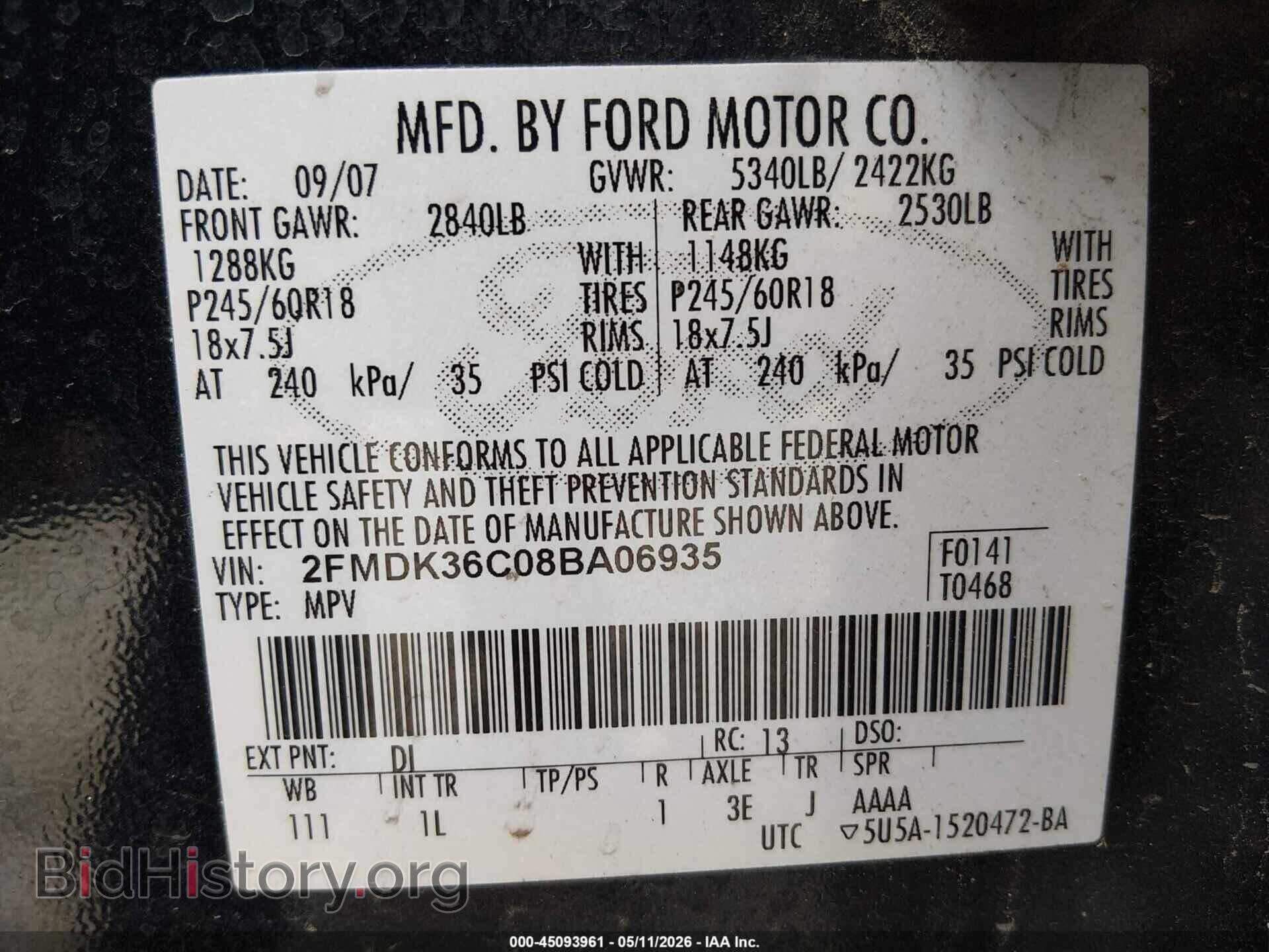 2008 FORD EDGE - VIN: 2FMDK36C08BA06935 - Фото 9