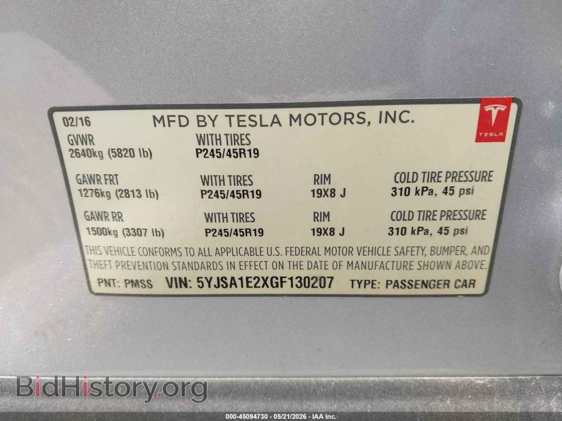 2016 TESLA MODEL S - VIN: 5YJSA1E2XGF130207 - Photo 9