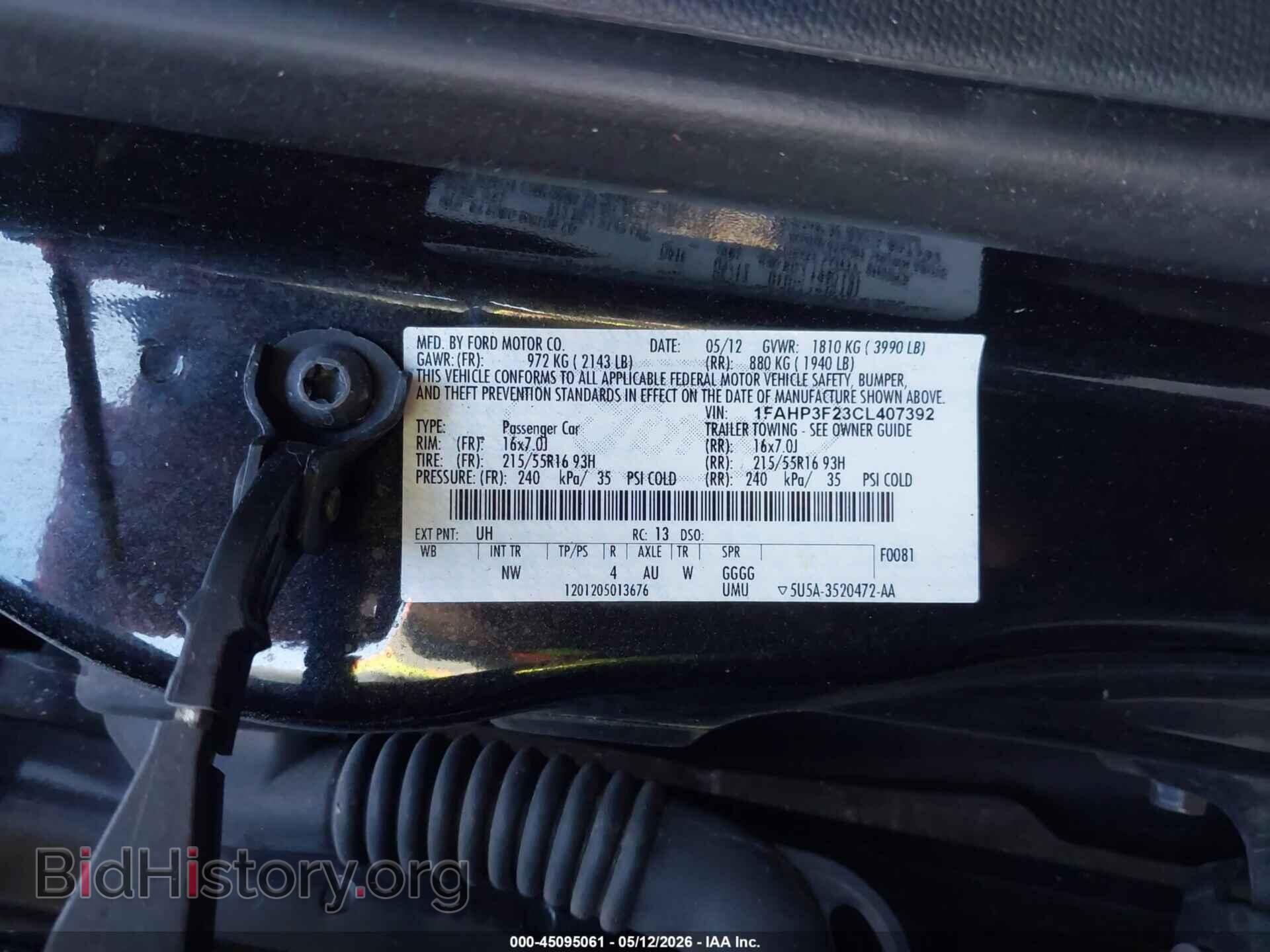 2012 FORD FOCUS - VIN: 1FAHP3F23CL407392 - Фото 9